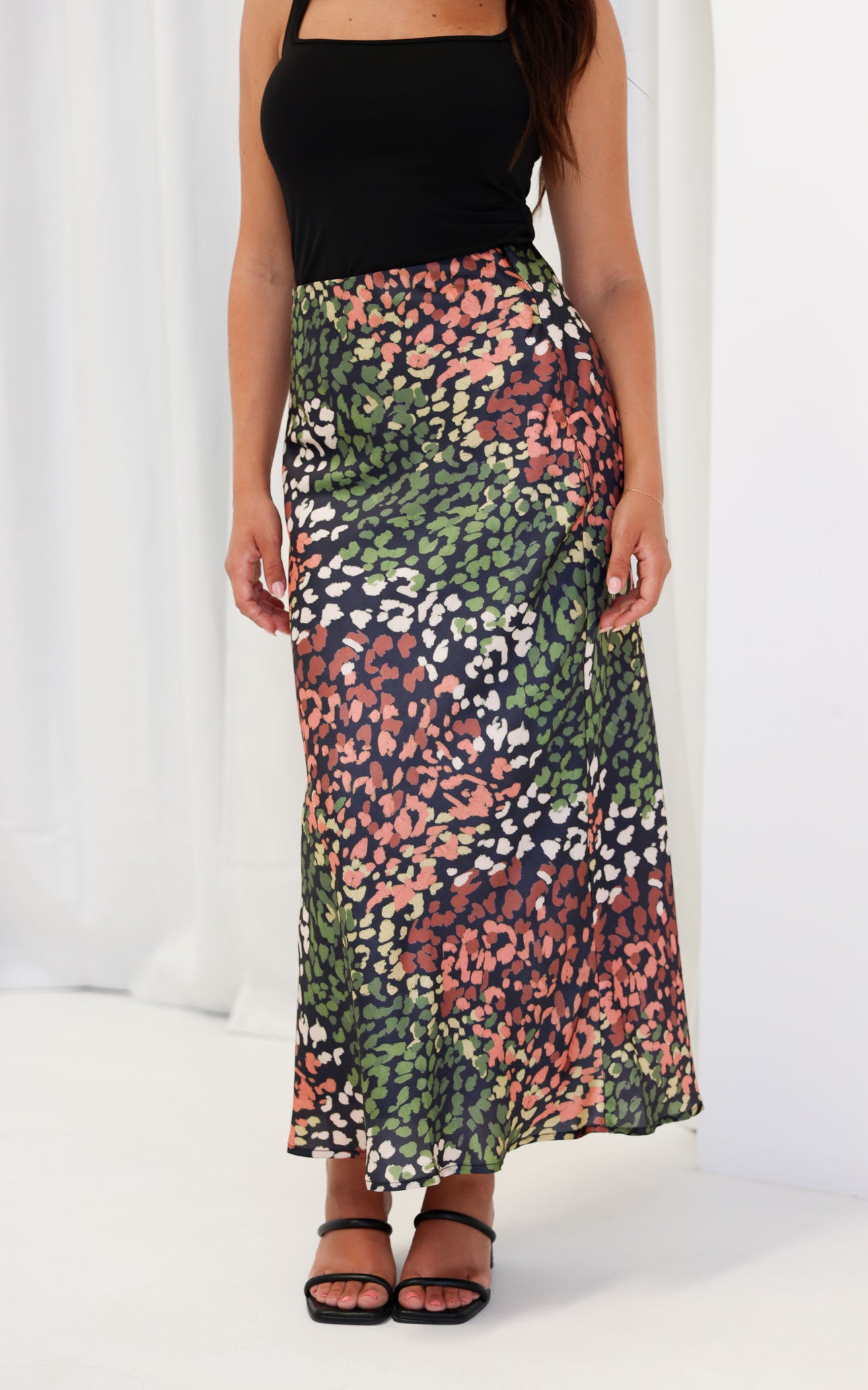 Tracey Maxi Skirt - Black Multi Print
