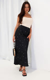 Tracey Maxi Skirt - Black White Polka Dot