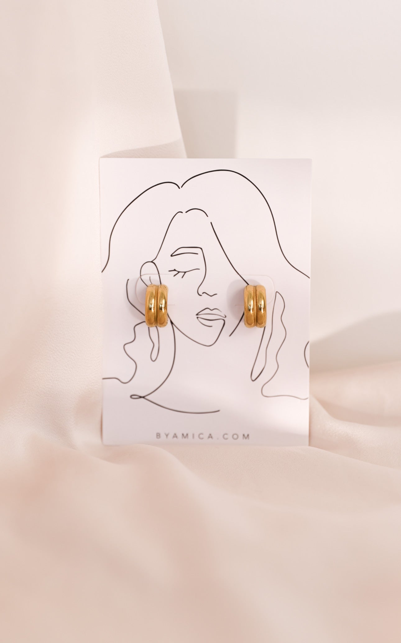 Tristan Hoop Earrings - Gold Double Rib