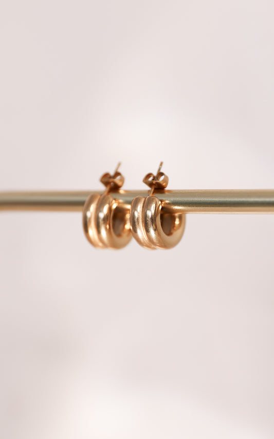 Tristan Hoop Earrings - Gold Double Rib