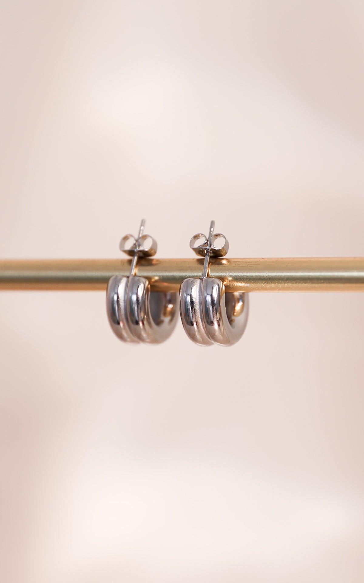 Tristan Hoop Earrings - Silver Double Rib