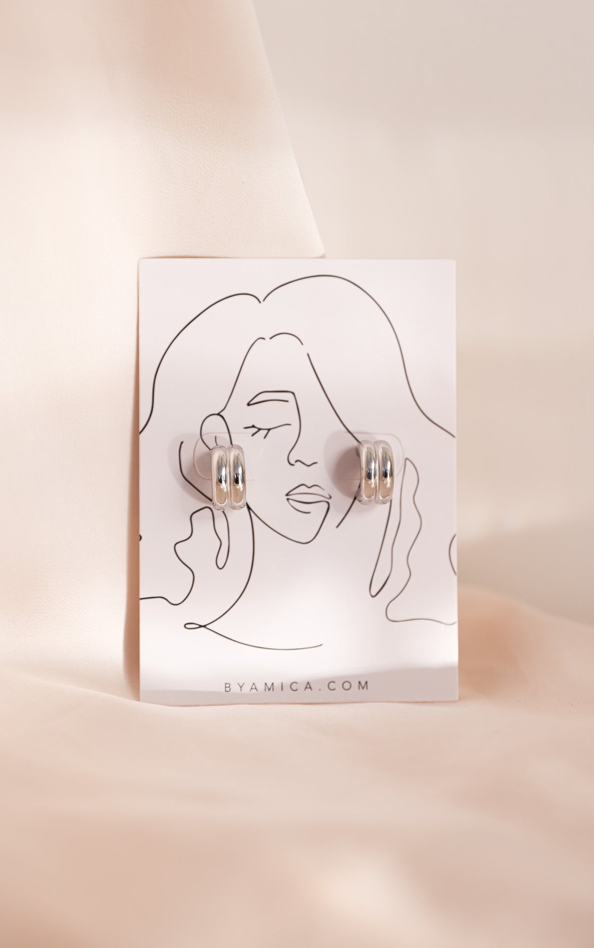 Tristan Hoop Earrings - Silver Double Rib
