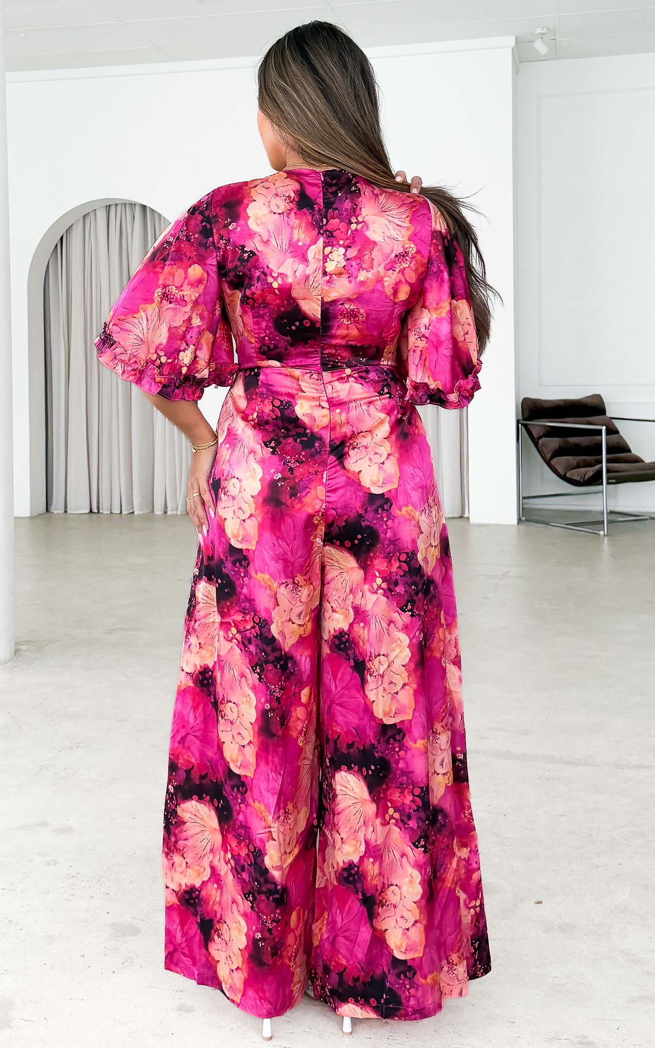 Tessa Wide Leg Jumpsuit - Plum Purple Floral