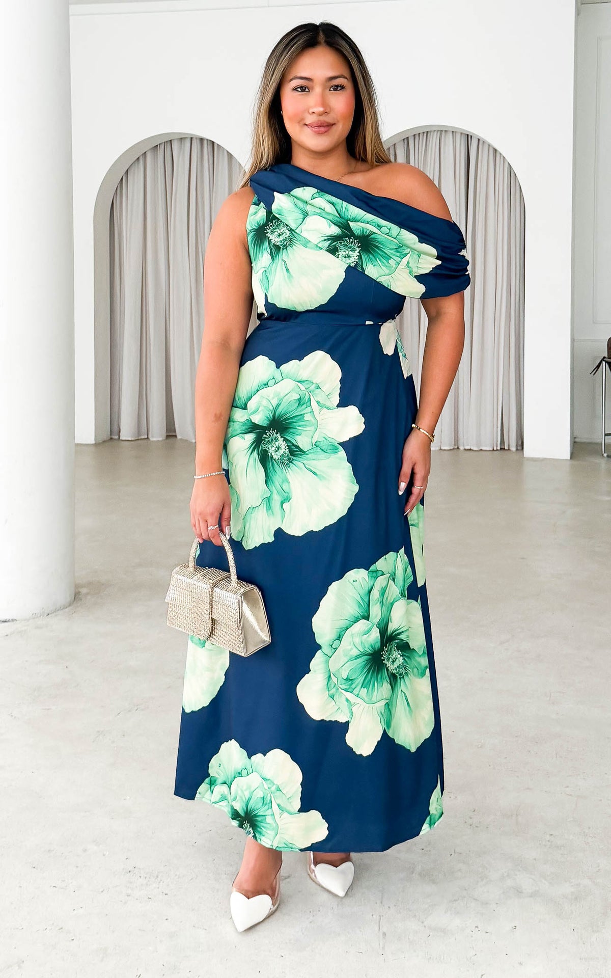 Thea Maxi Dress - Navy Green Floral