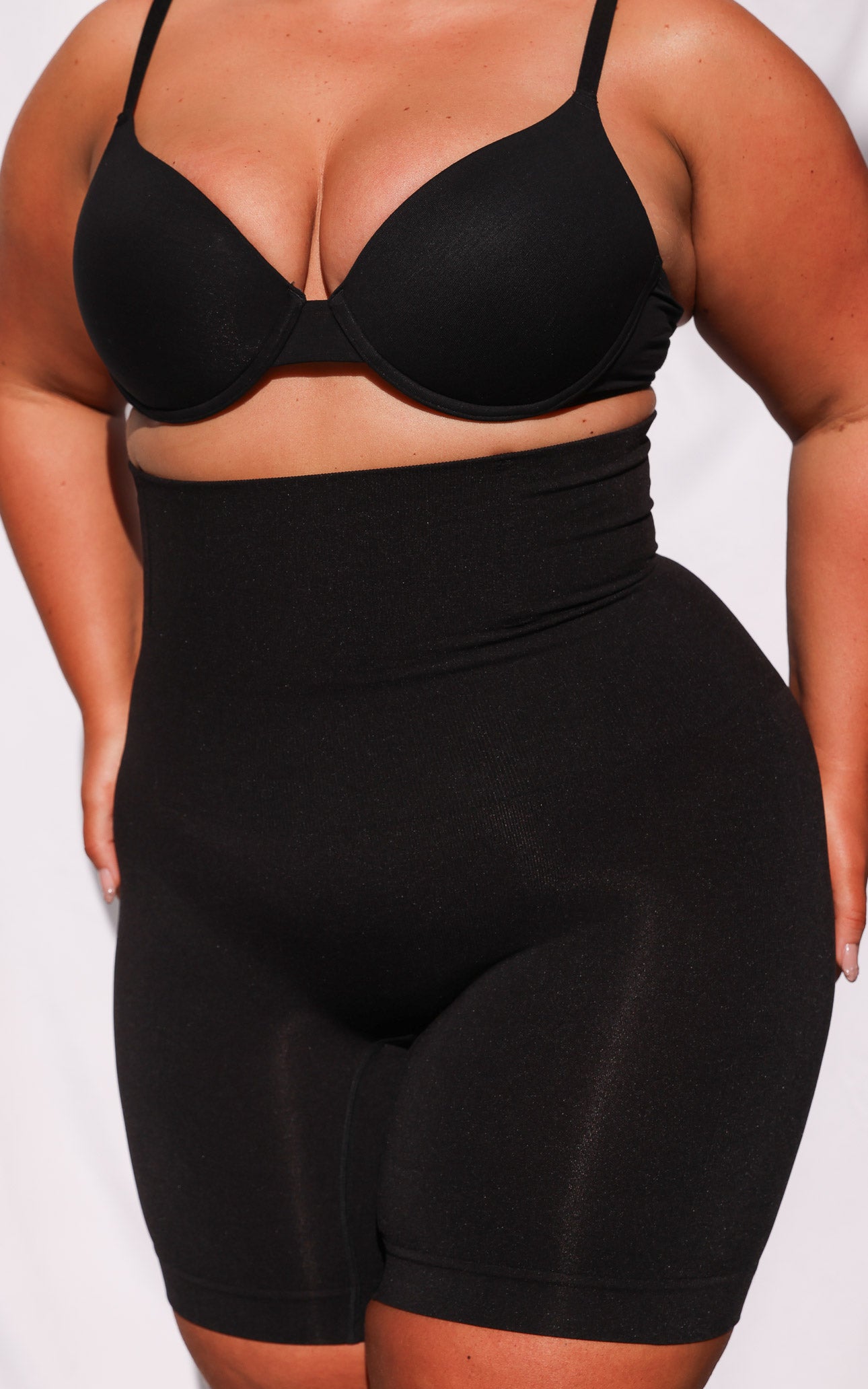 Tia High Waisted Boning Shapewear Control Shorts - Black