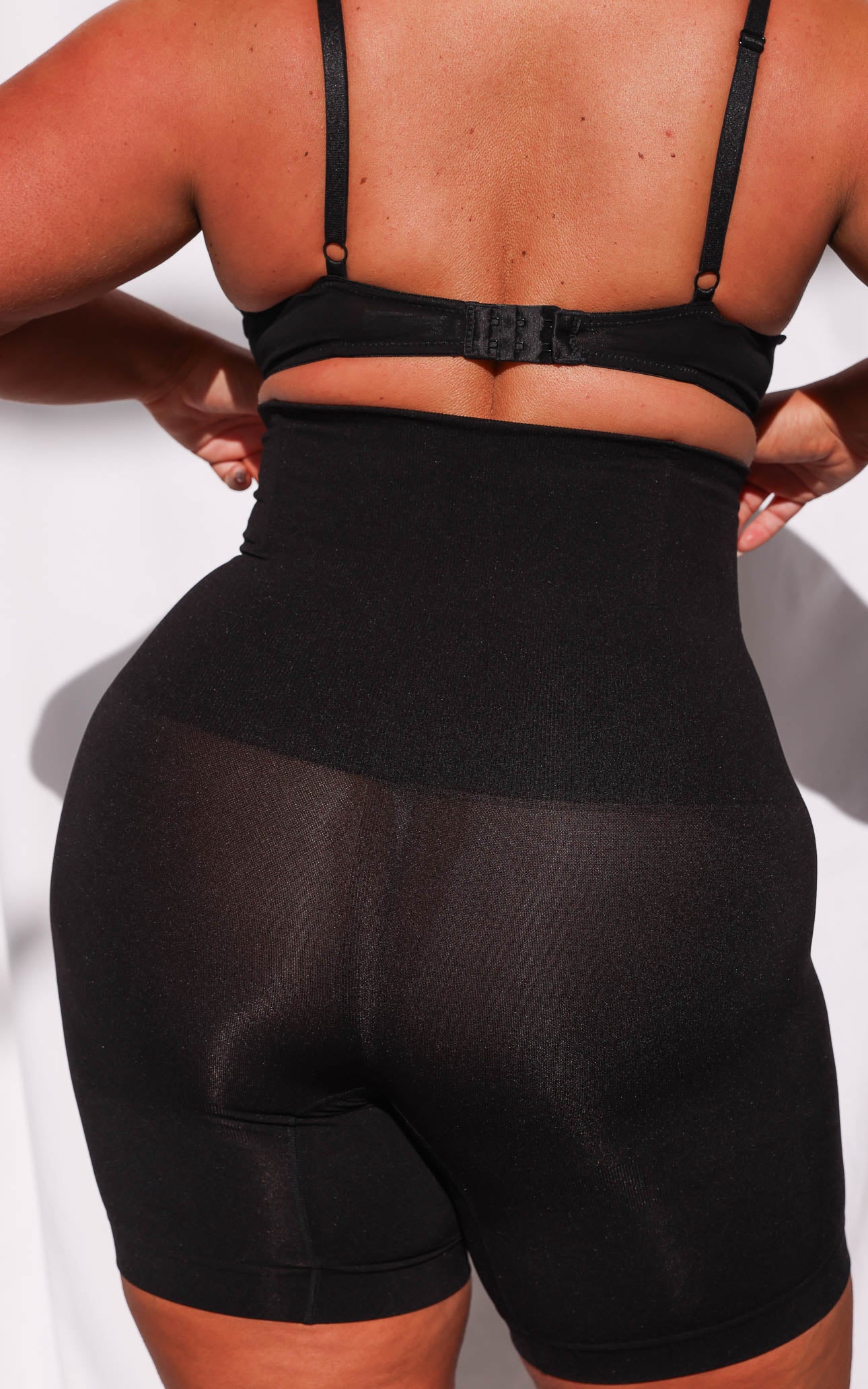Tia High Waisted Boning Shapewear Control Shorts - Black