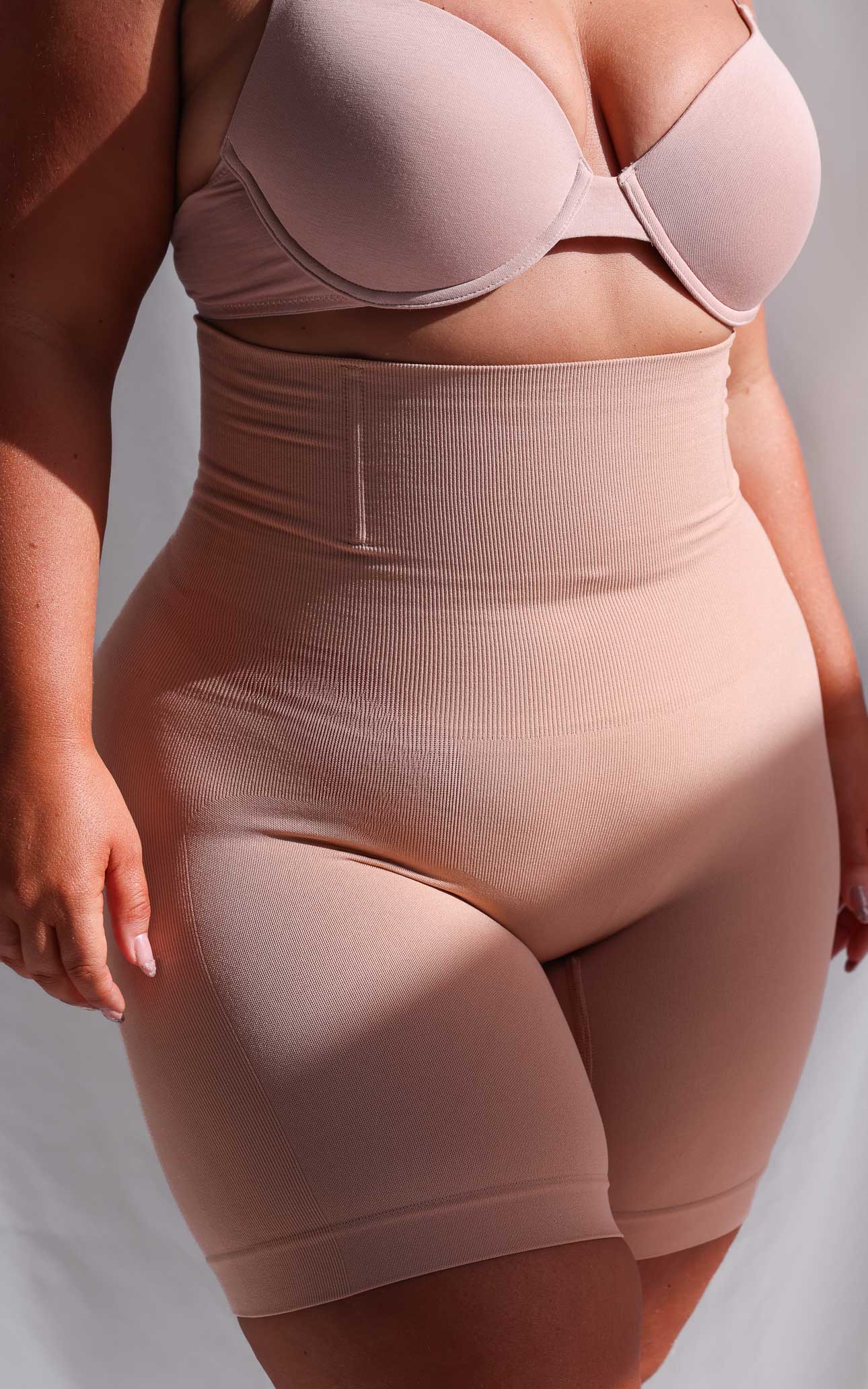 Tia High Waisted Boning Shapewear Control Shorts - Warm Nude