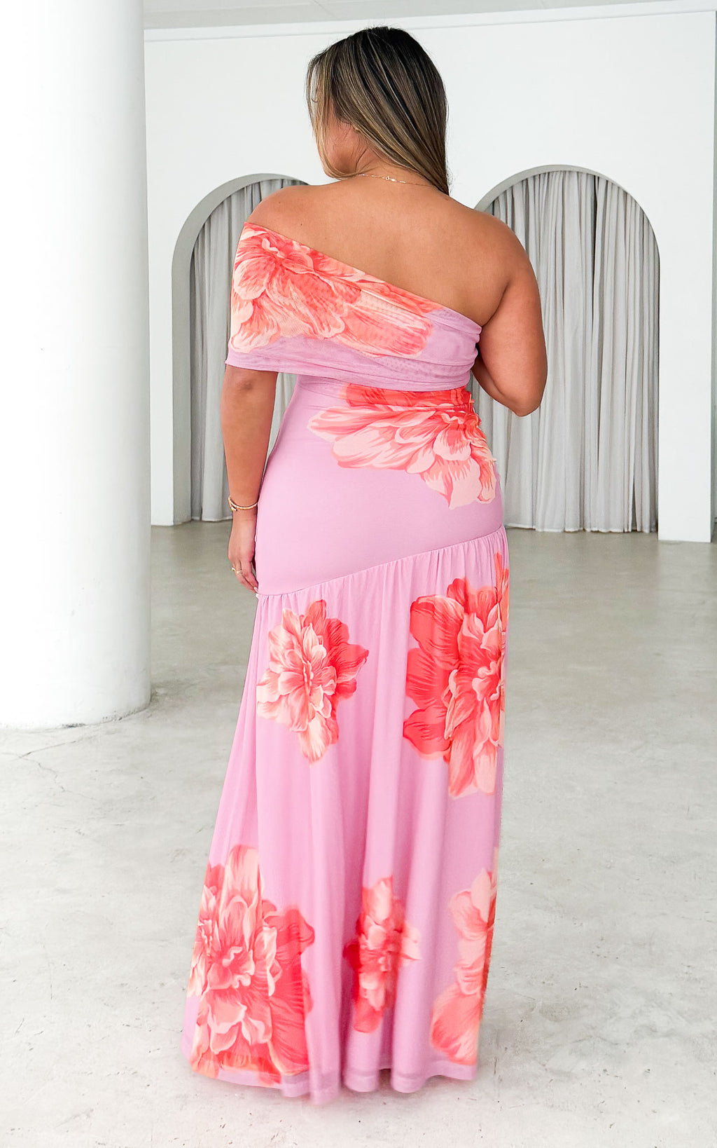 Tianna Maxi Dress - Pink Orange Floral
