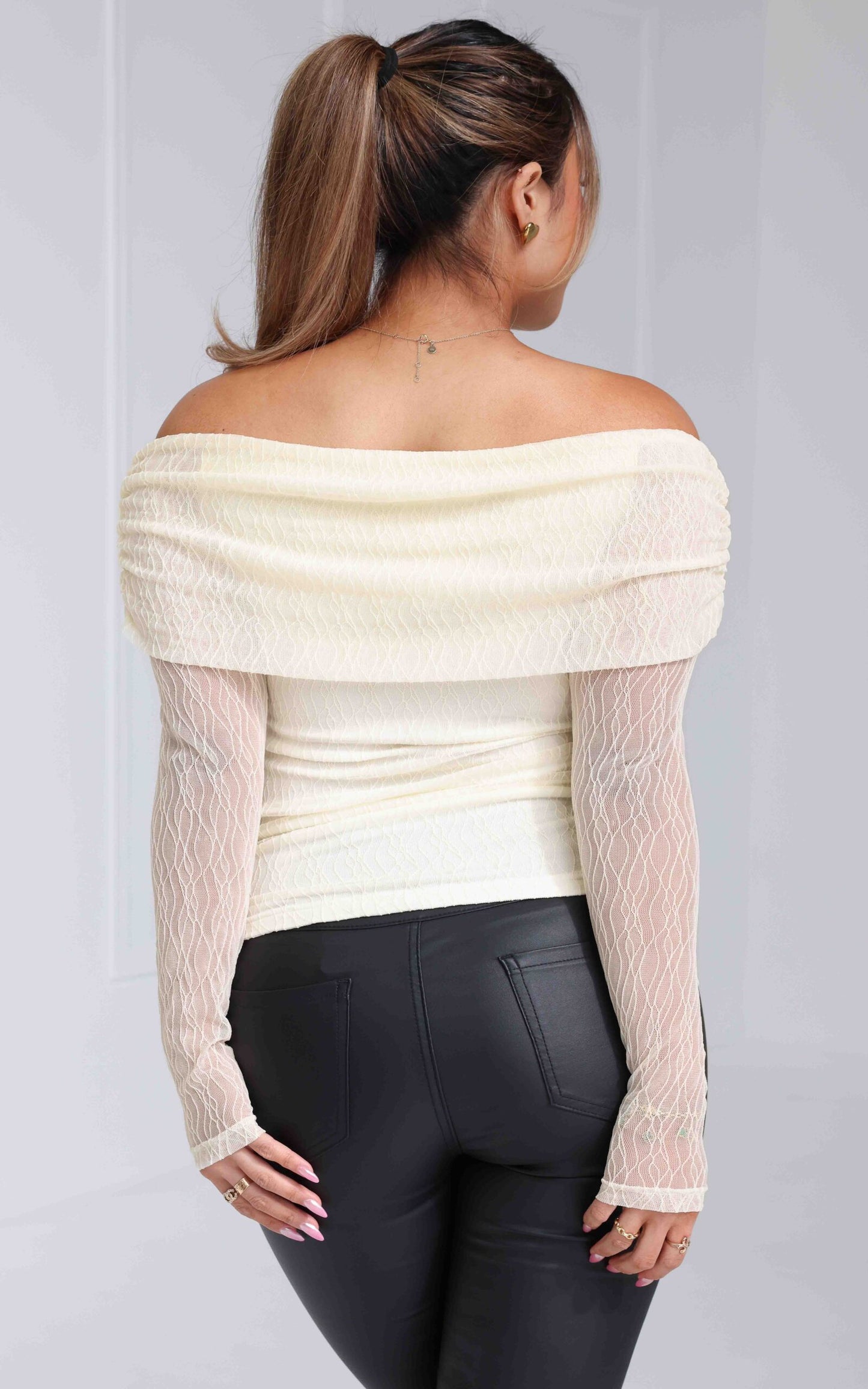 Ulla Mesh Top - Cream Texture