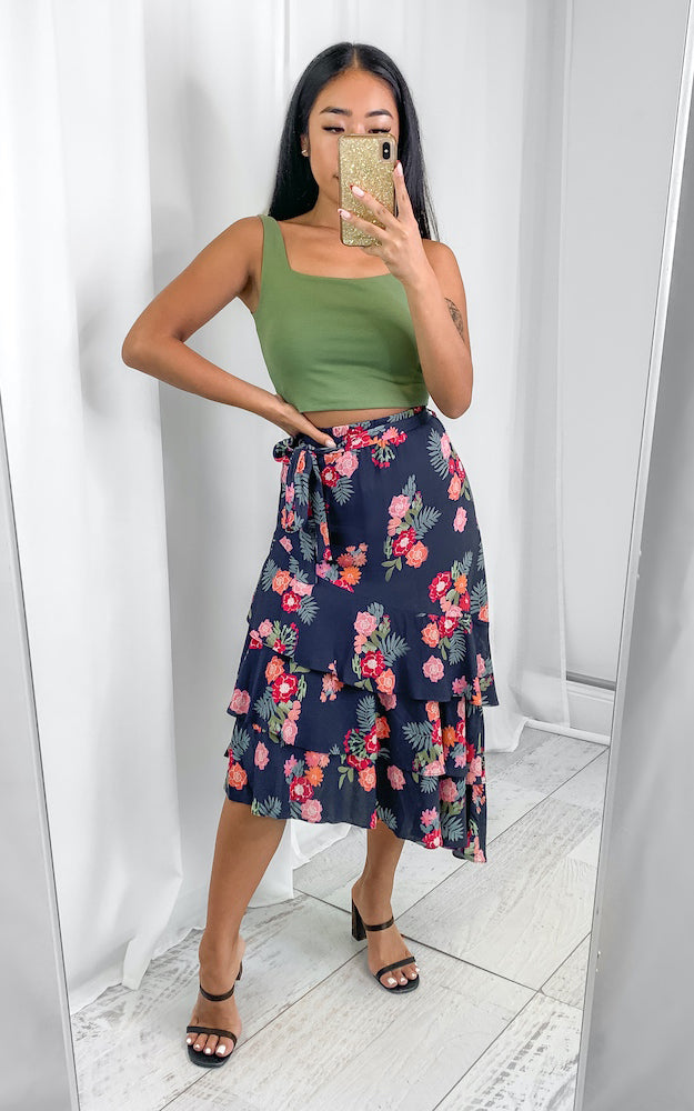 Vacation Skirt - Navy Cactus