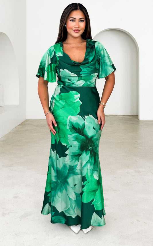 Valise Maxi Dress - Green Floral