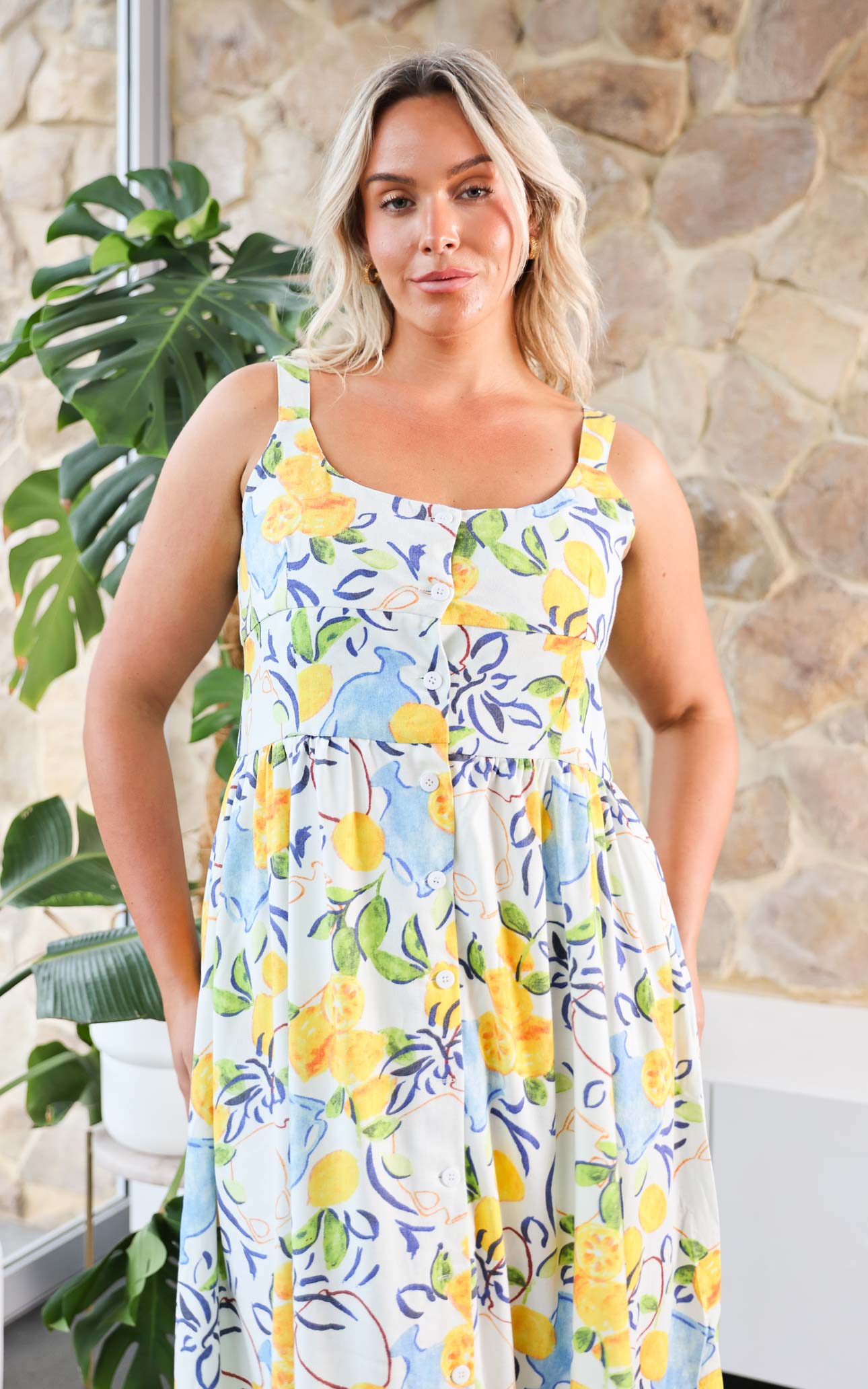 Vanderla Maxi Dress - White Lemon Print