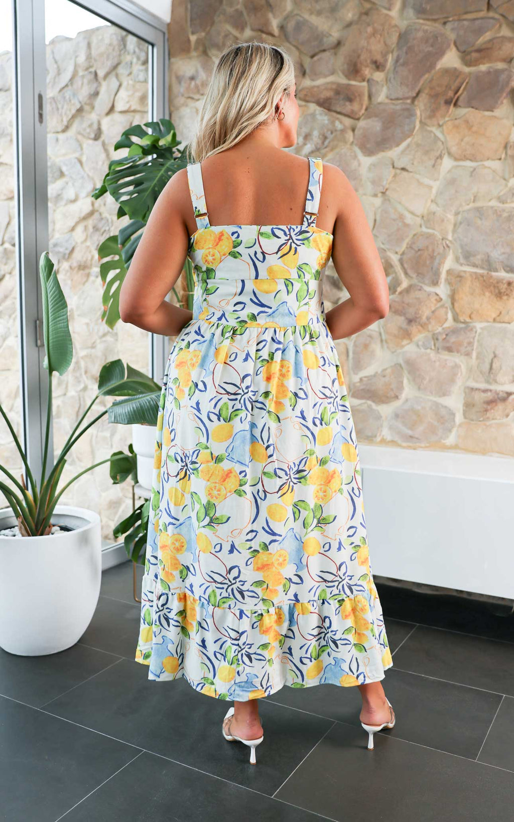 Vanderla Maxi Dress - White Lemon Print
