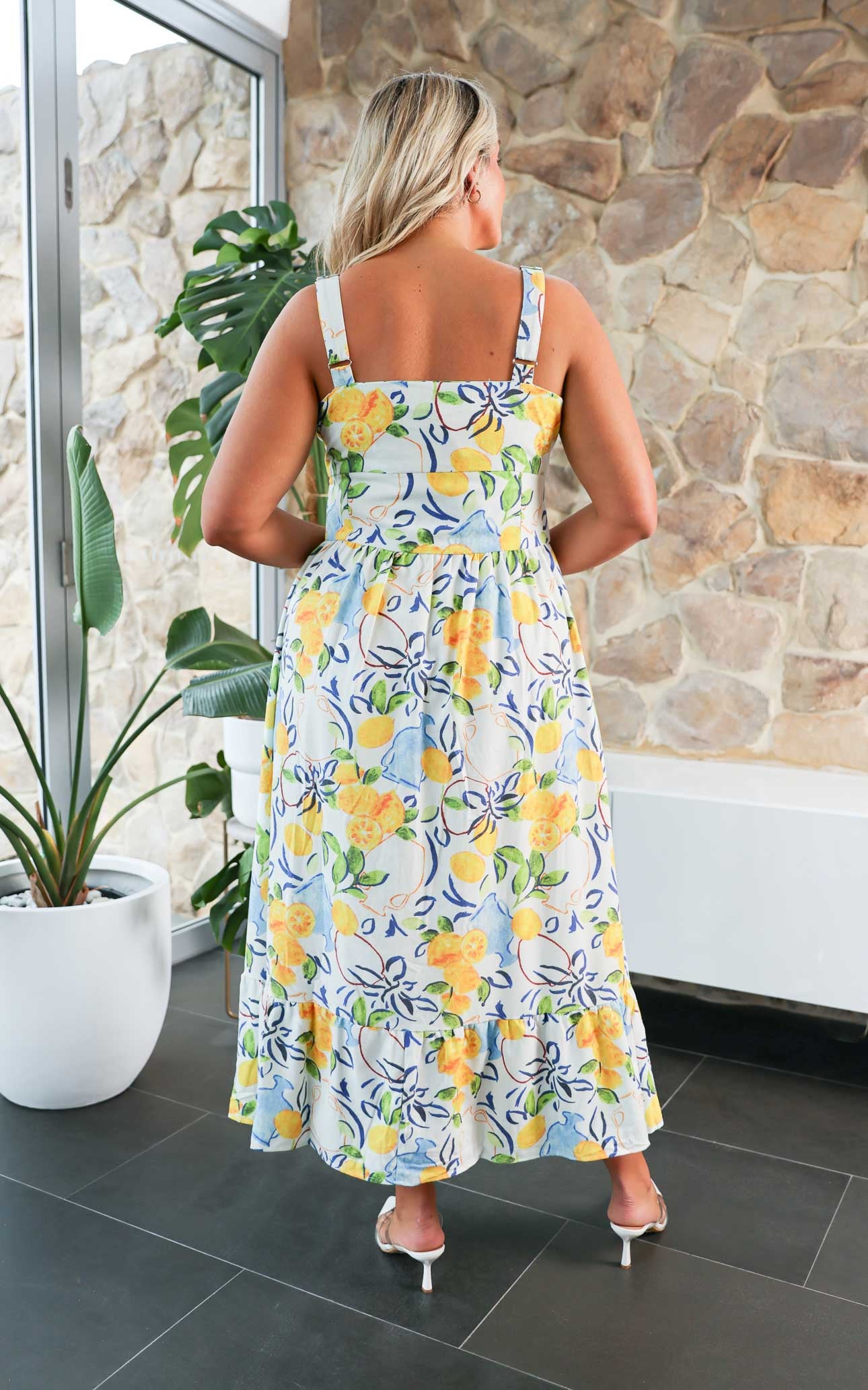 Vanderla Maxi Dress - White Lemon Print