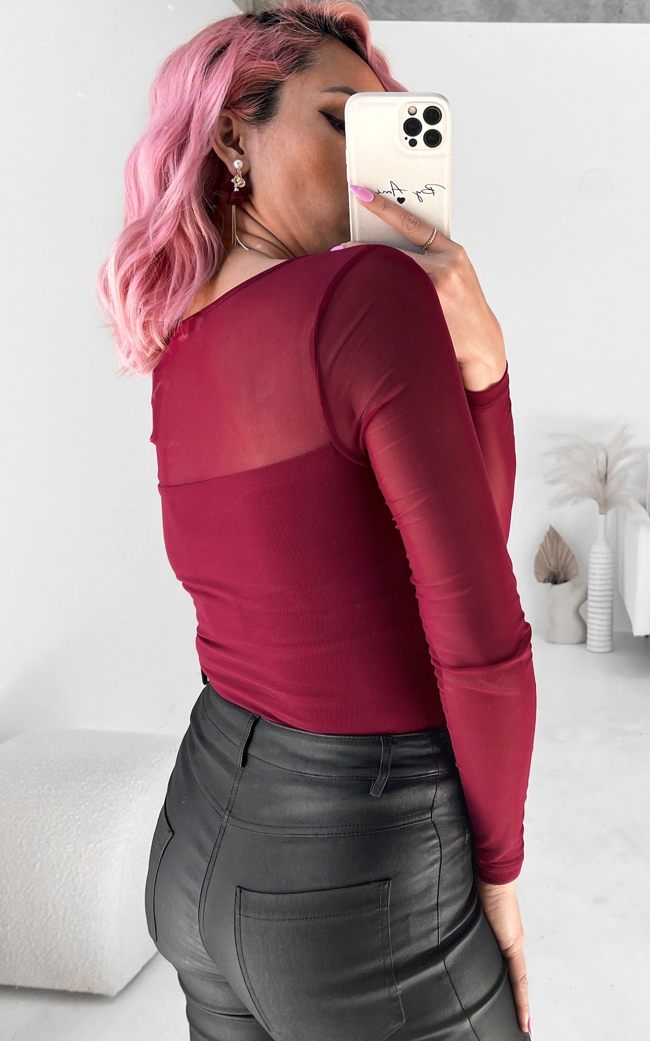 Veda Mesh Top - Wine