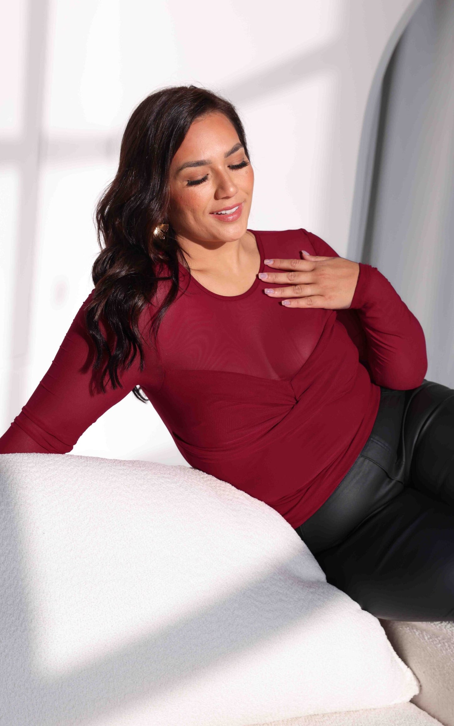 Veda Mesh Top - Wine