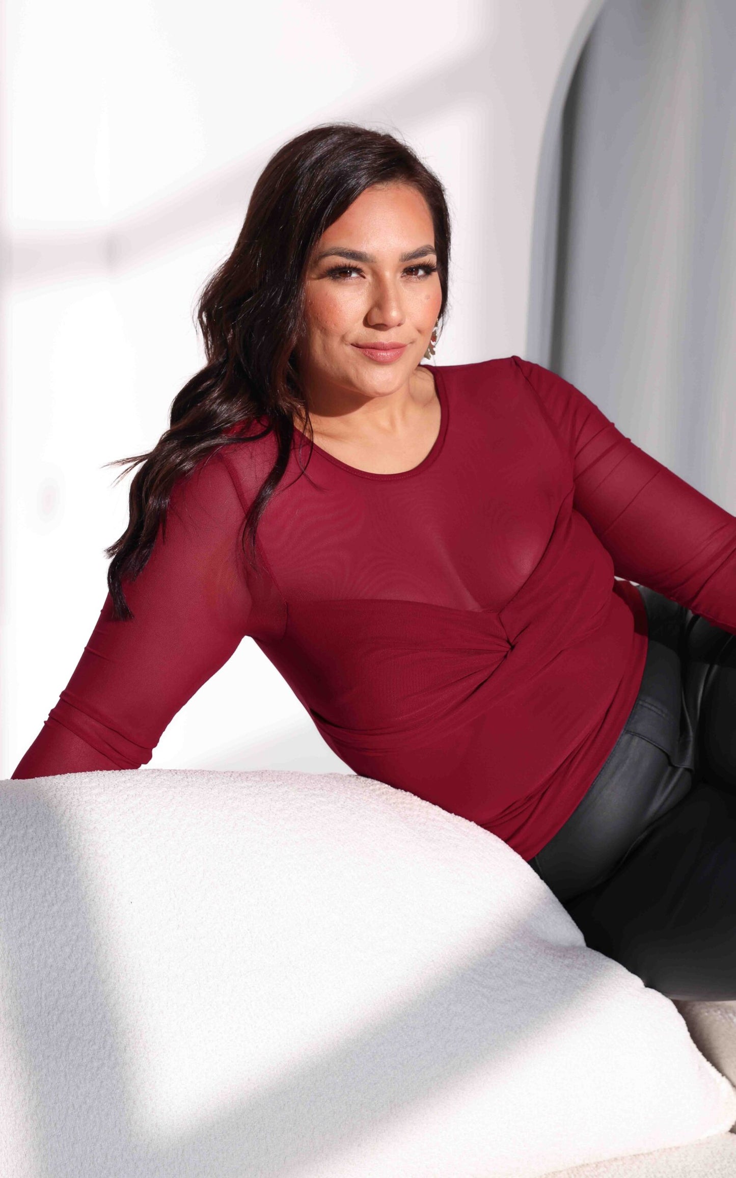 Veda Mesh Top - Wine