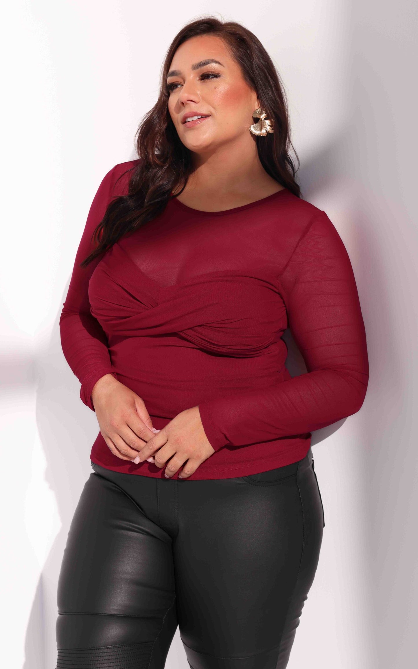 Veda Mesh Top - Wine