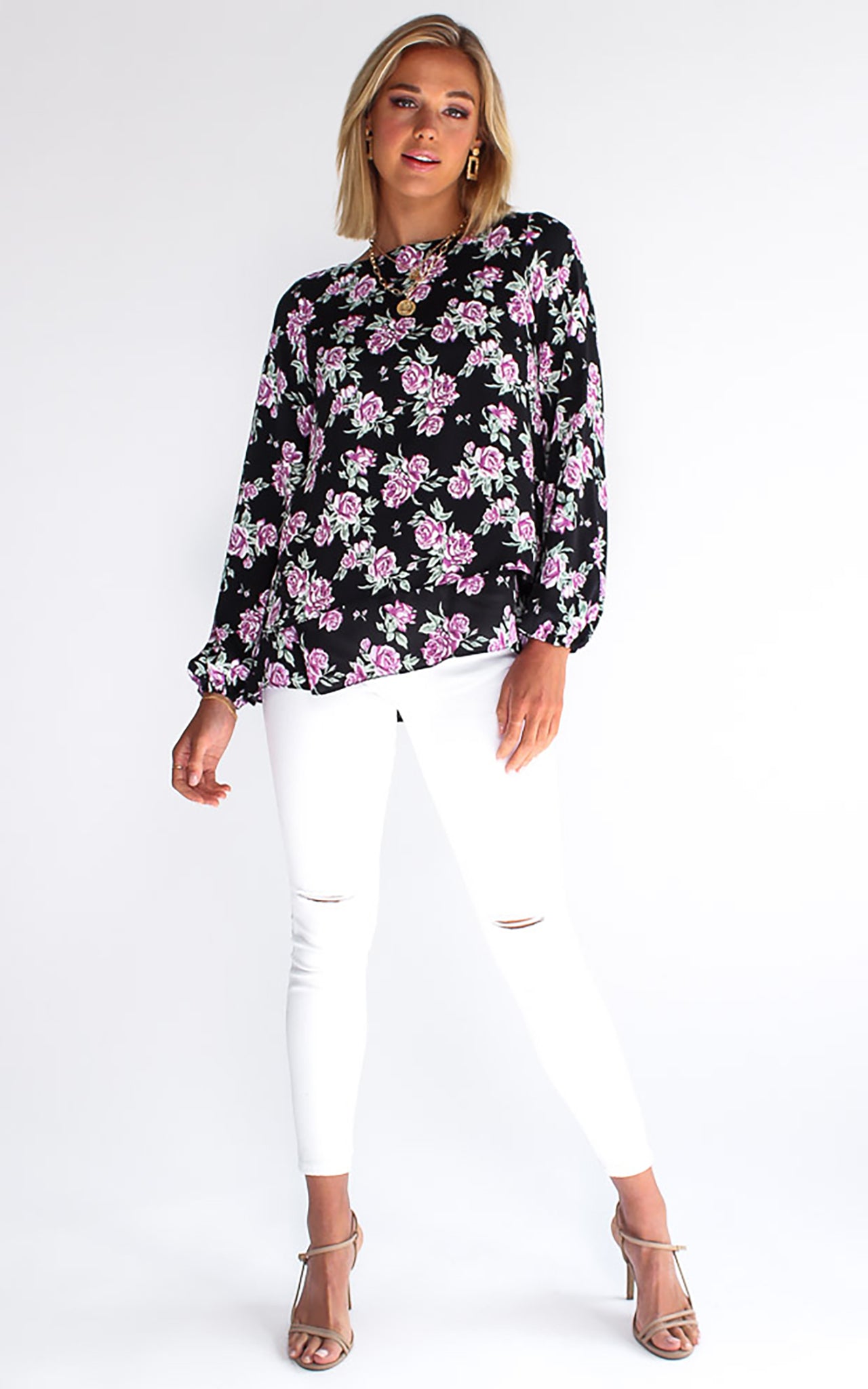 Velma Top - Black Floral