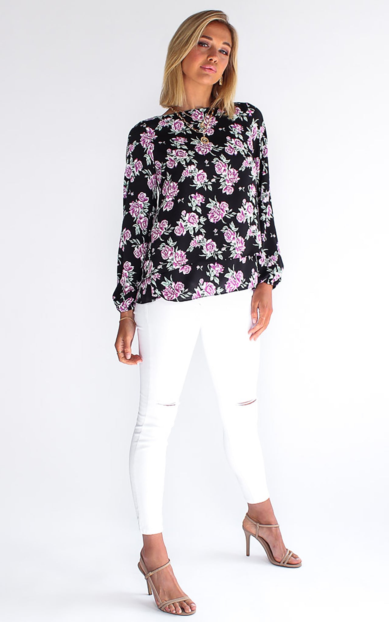 Velma Top - Black Floral