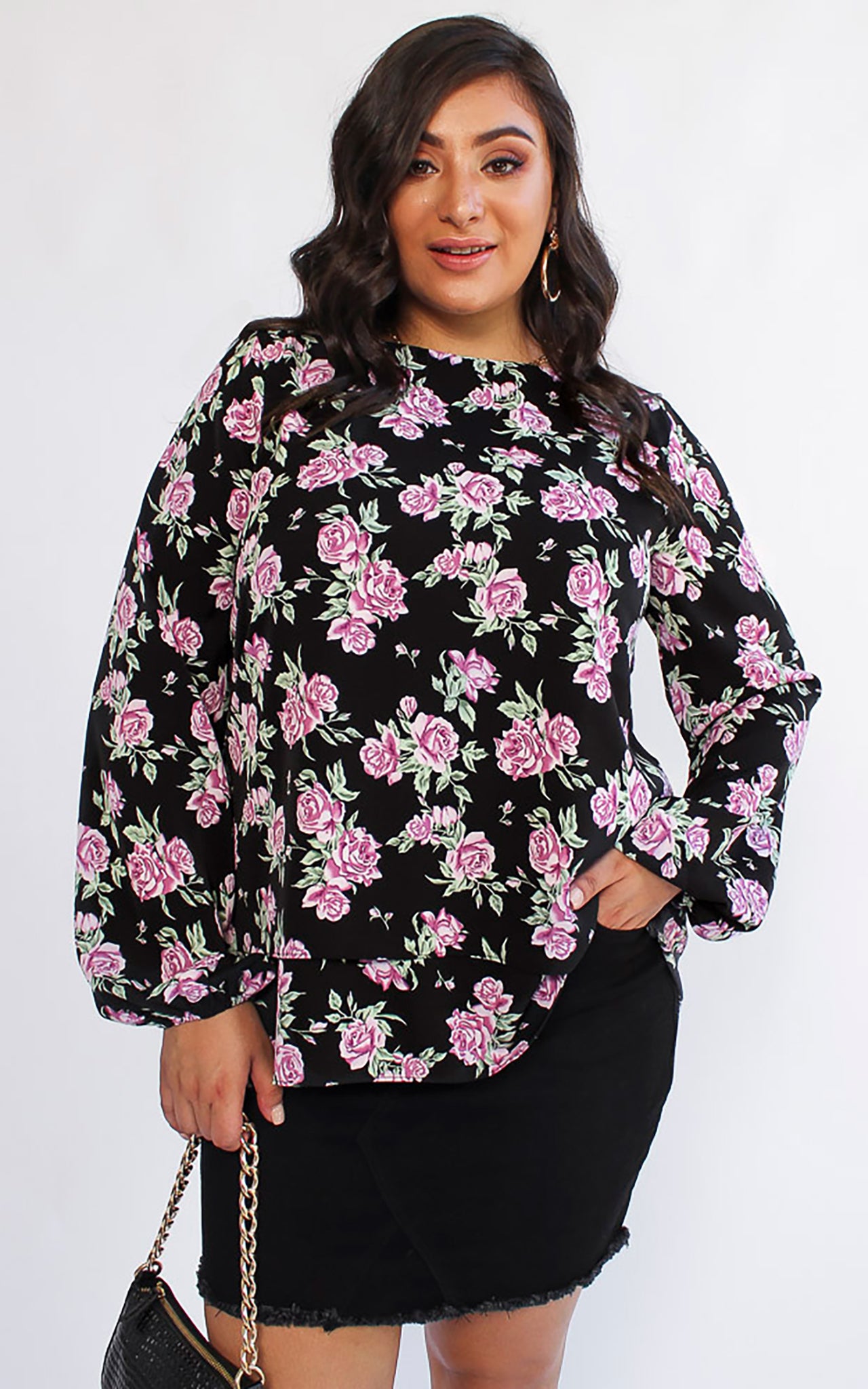 Velma Top - Black Floral