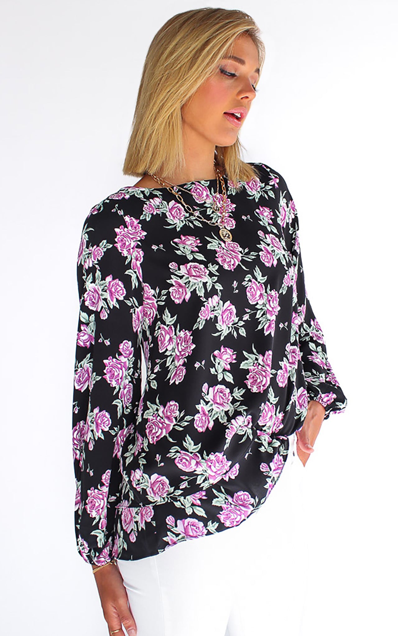 Velma Top - Black Floral