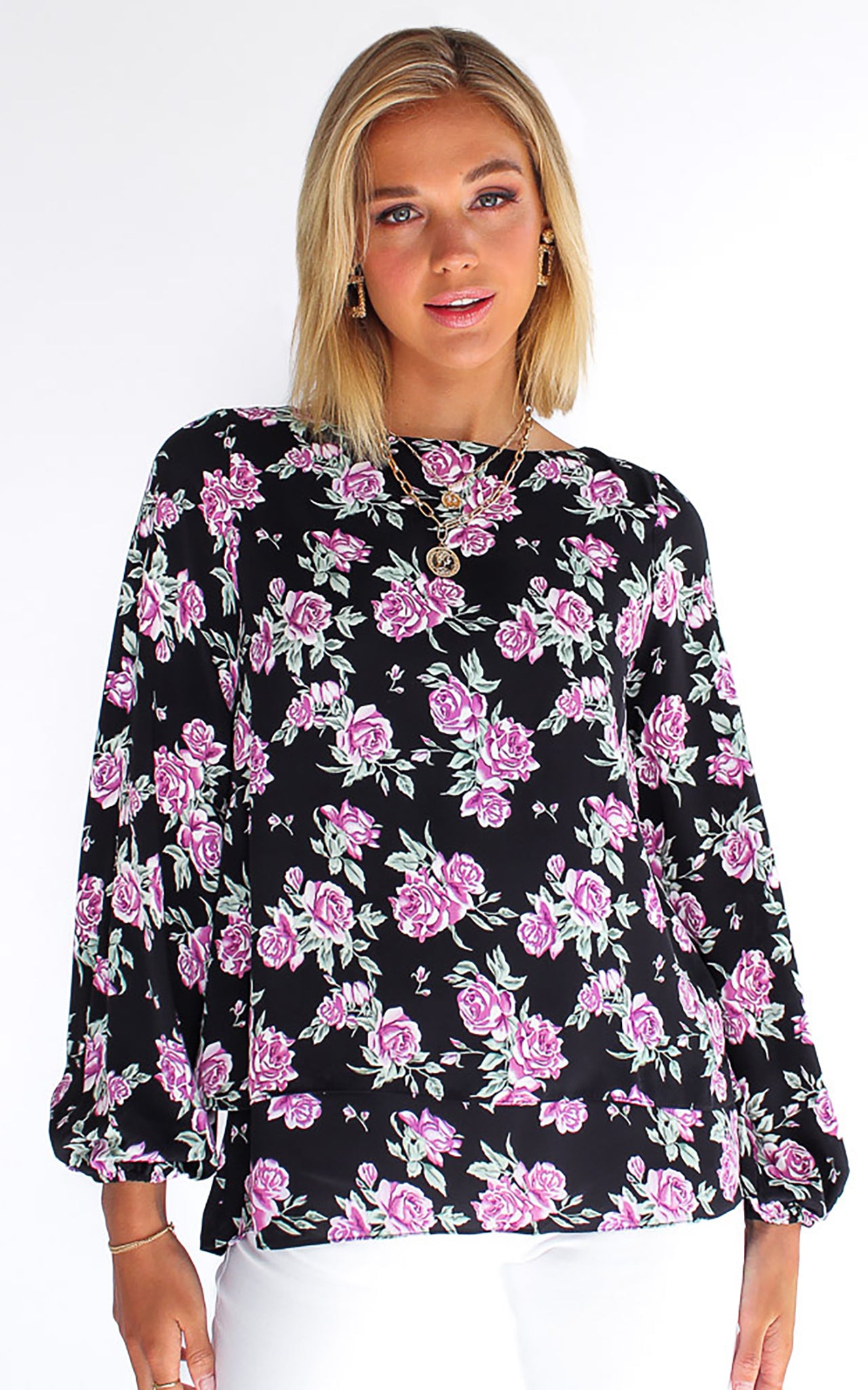 Velma Top - Black Floral