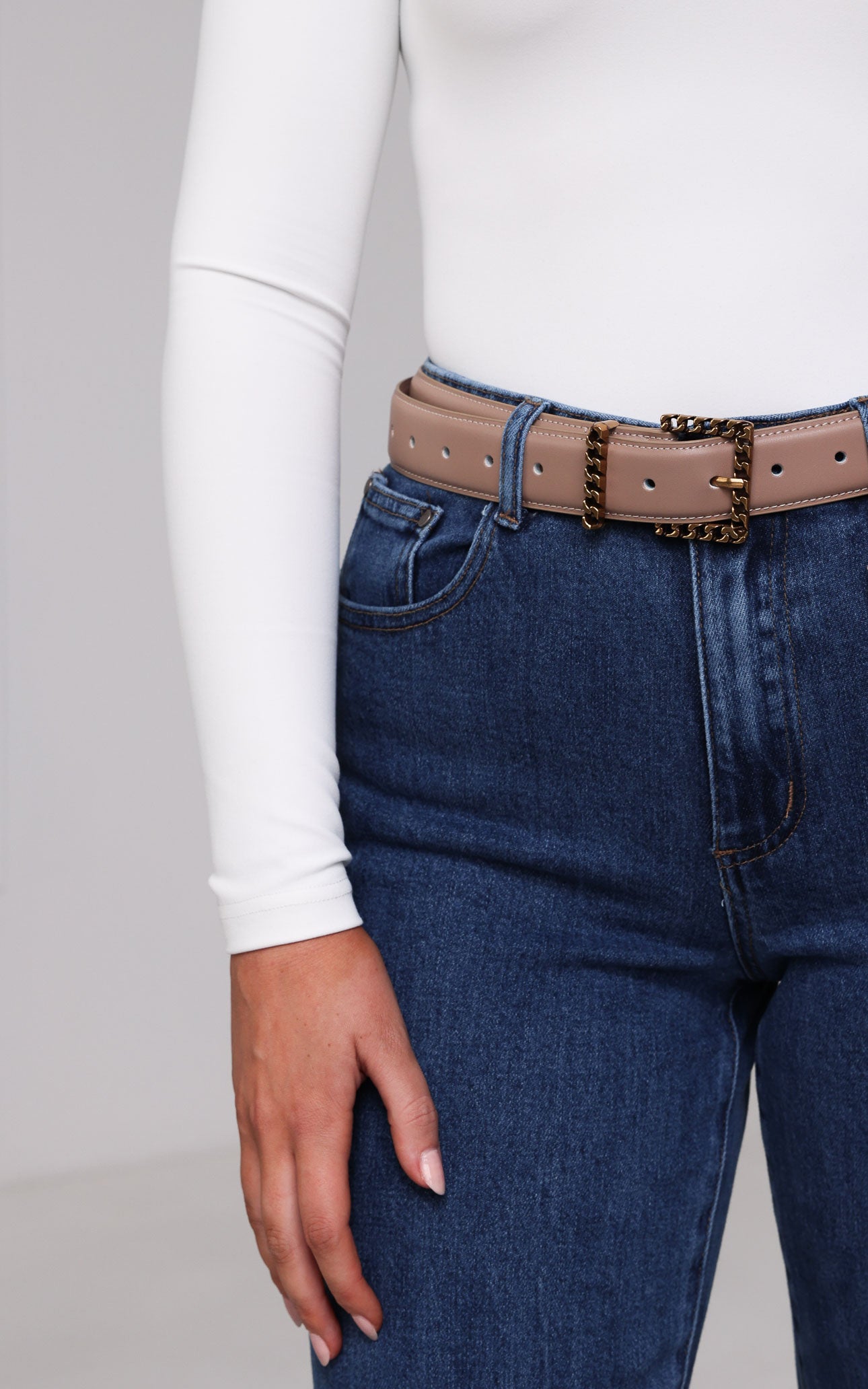 Venty Belt - Taupe Chain Square