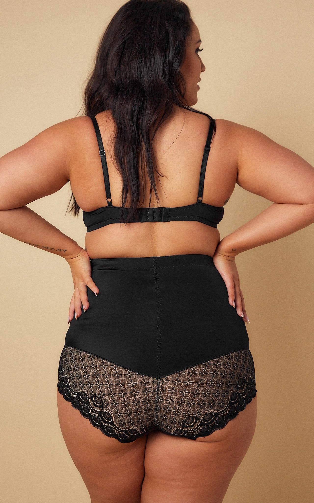 Venus High Waisted Lace Shapewear Briefs - Black