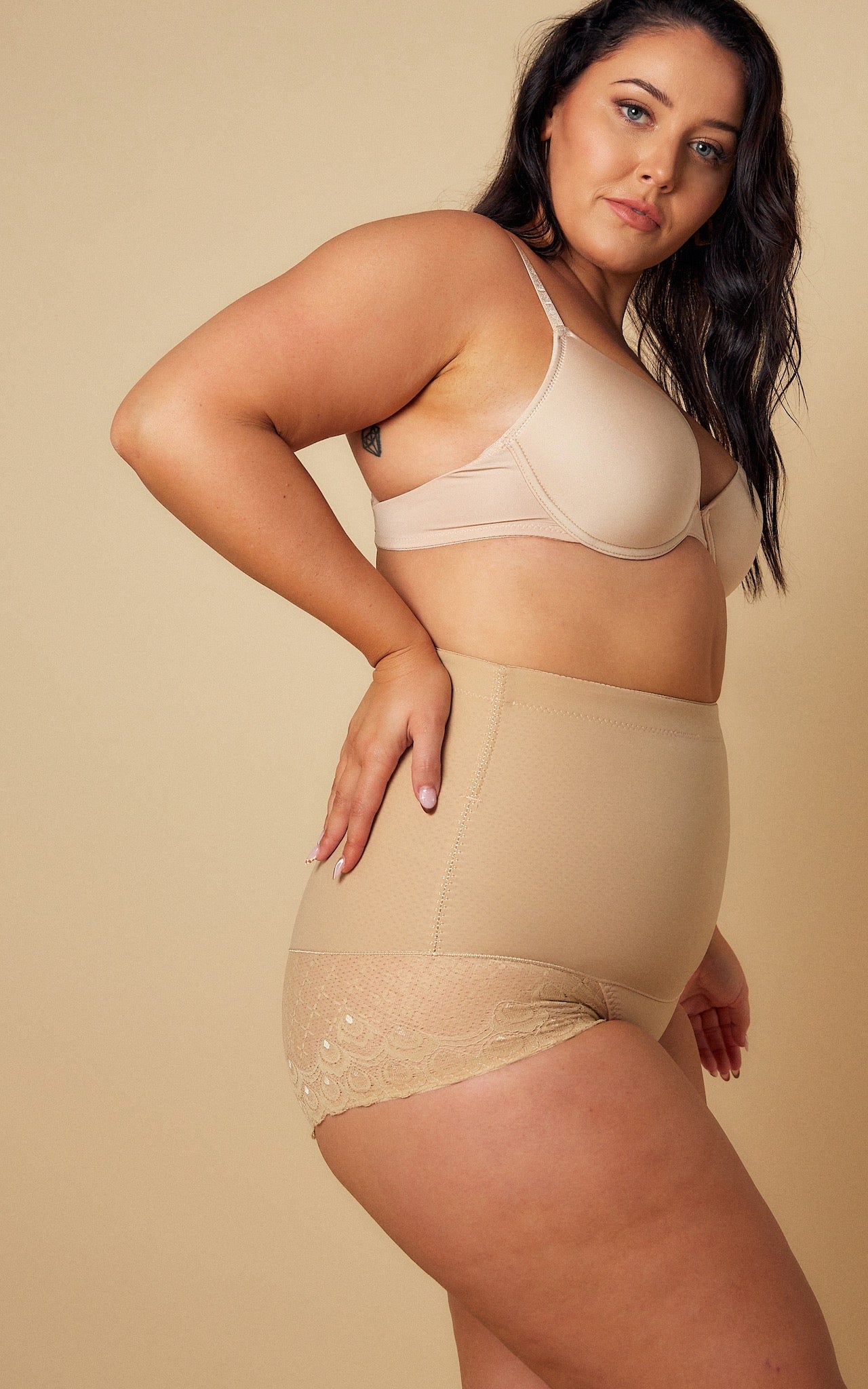 Venus High Waisted Lace Shapewear Briefs - Nude