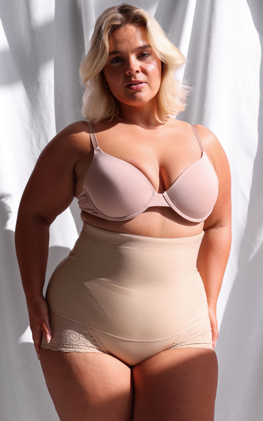 Venus High Waisted Lace Shapewear Briefs - Nude