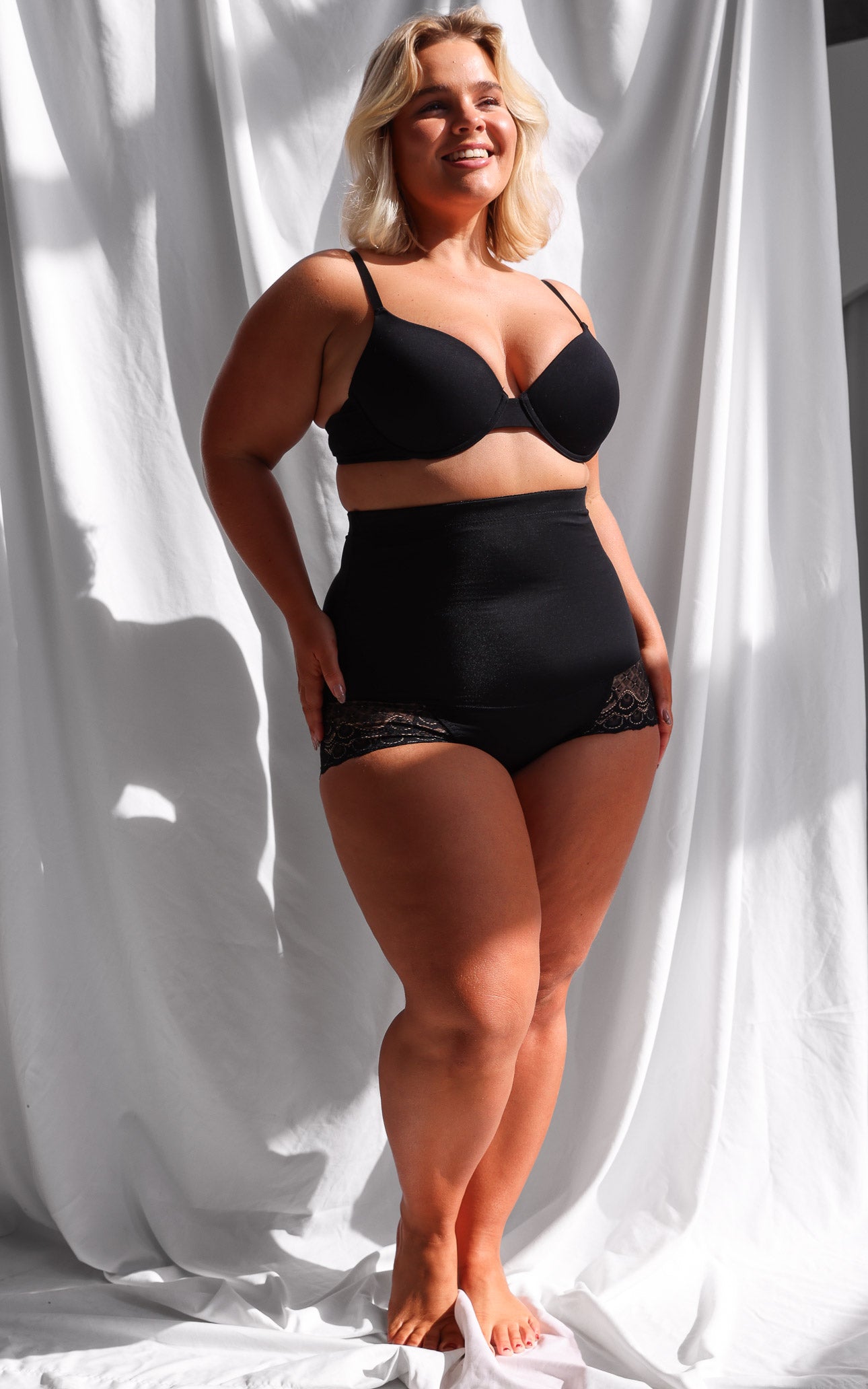 Venus High Waisted Lace Shapewear Briefs - Black