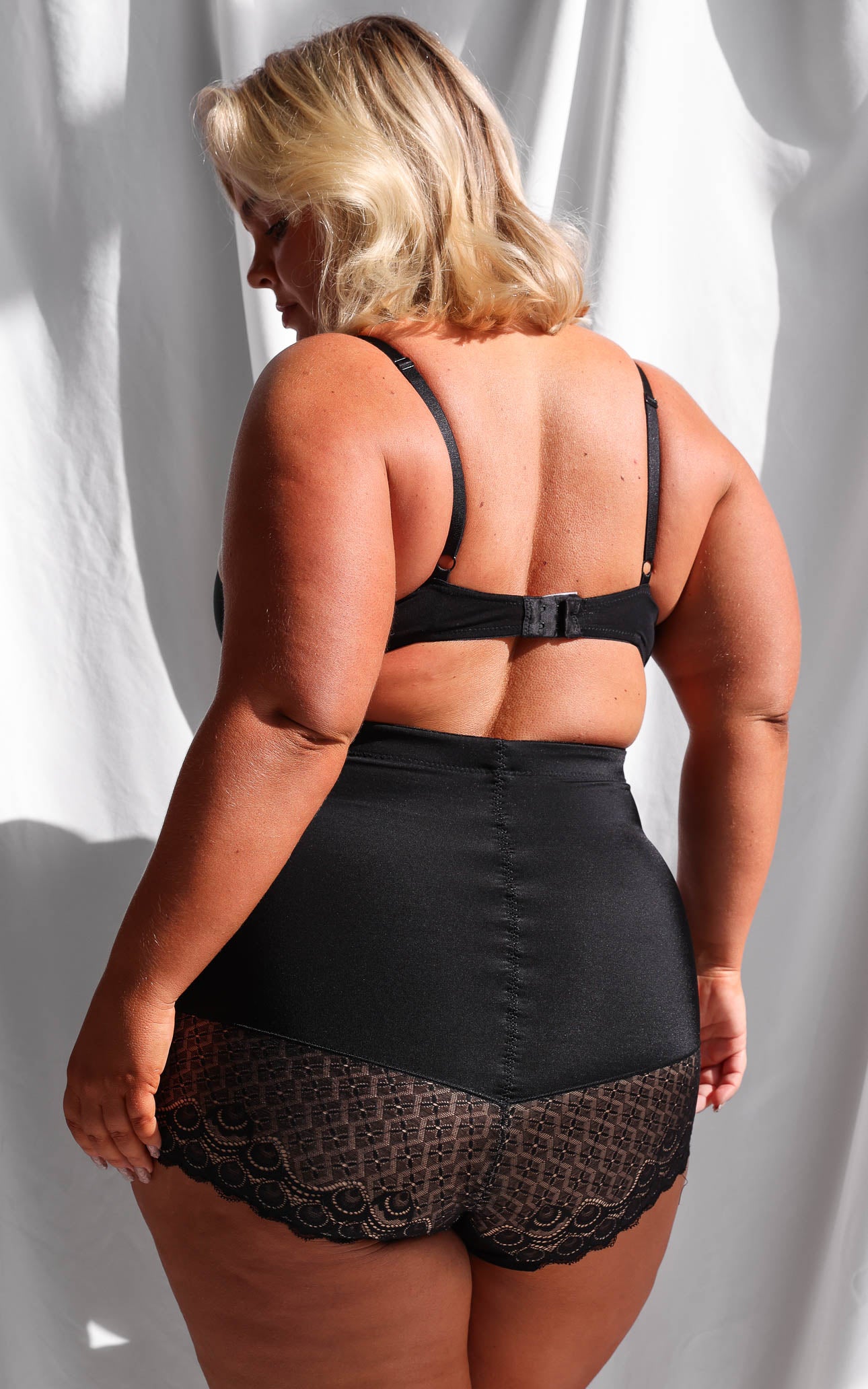 Venus High Waisted Lace Shapewear Briefs - Black