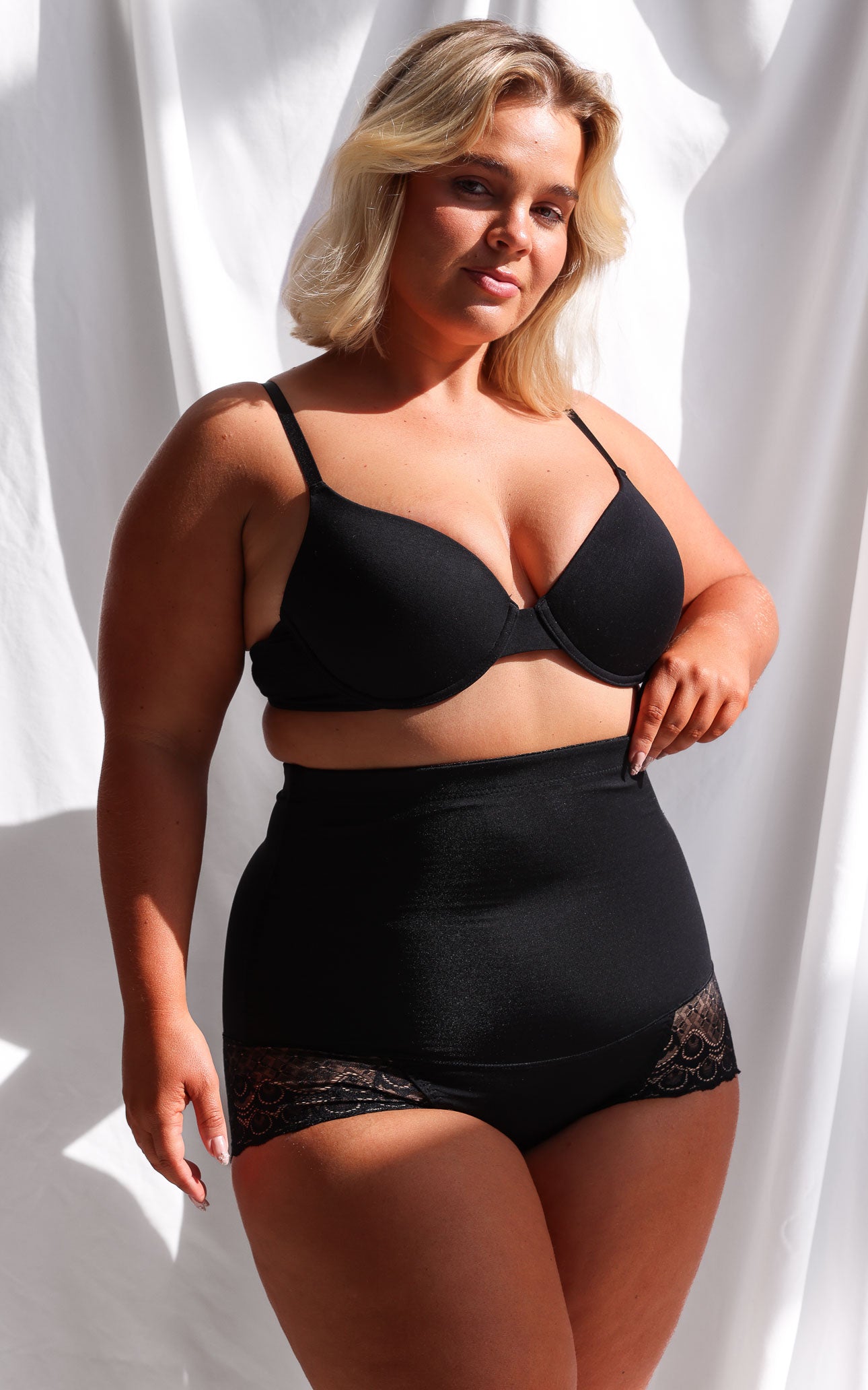 Venus High Waisted Lace Shapewear Briefs - Black