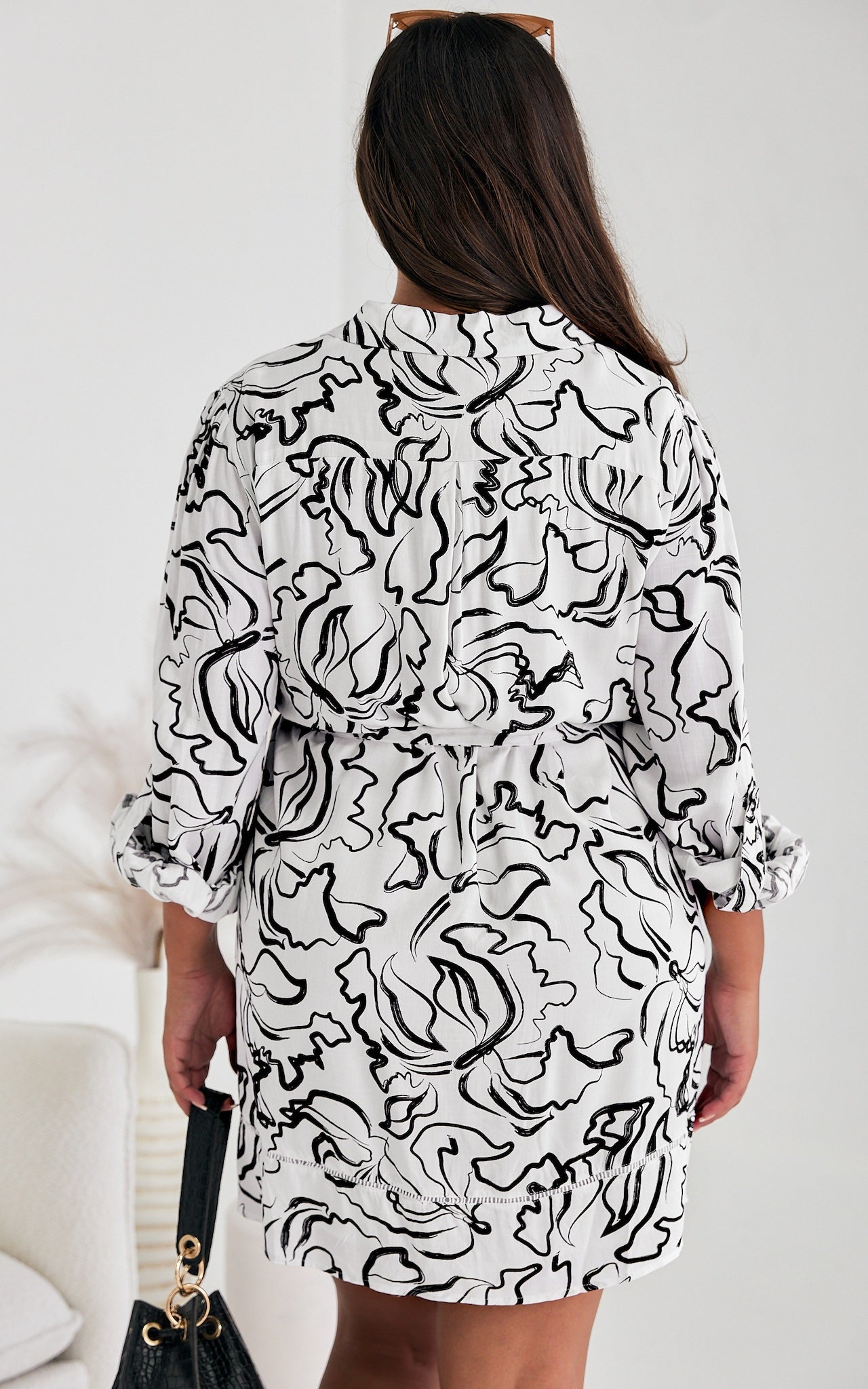 Vernon Dress - White Black Print