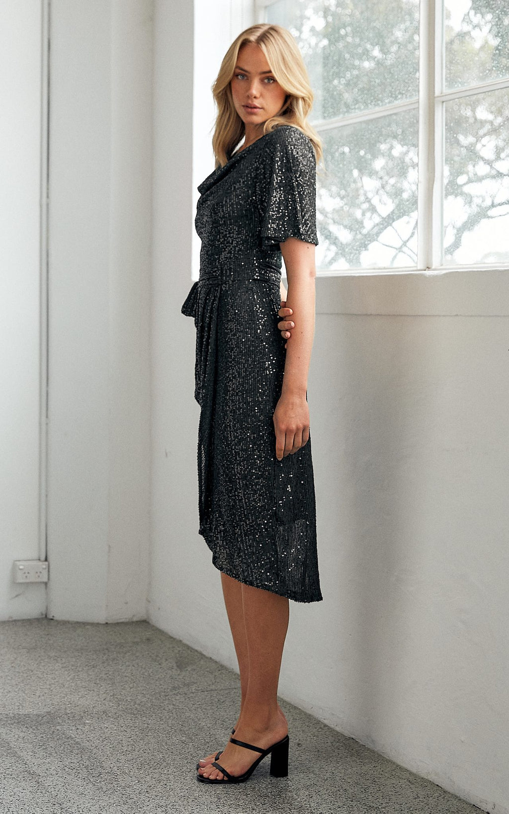 Vernot Midi Dress - Black Sequin