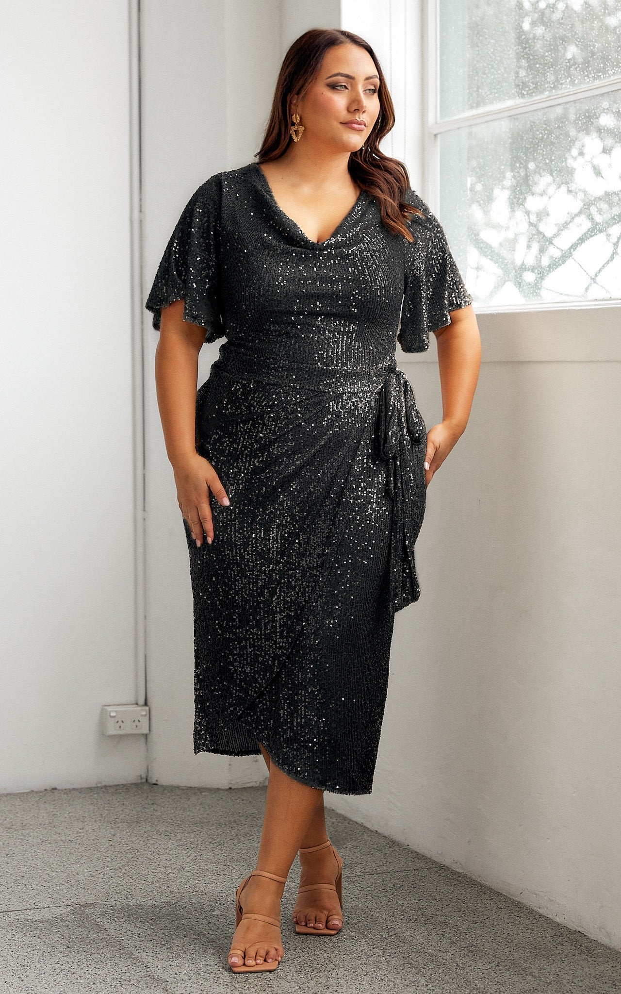 Vernot Midi Dress - Black Sequin