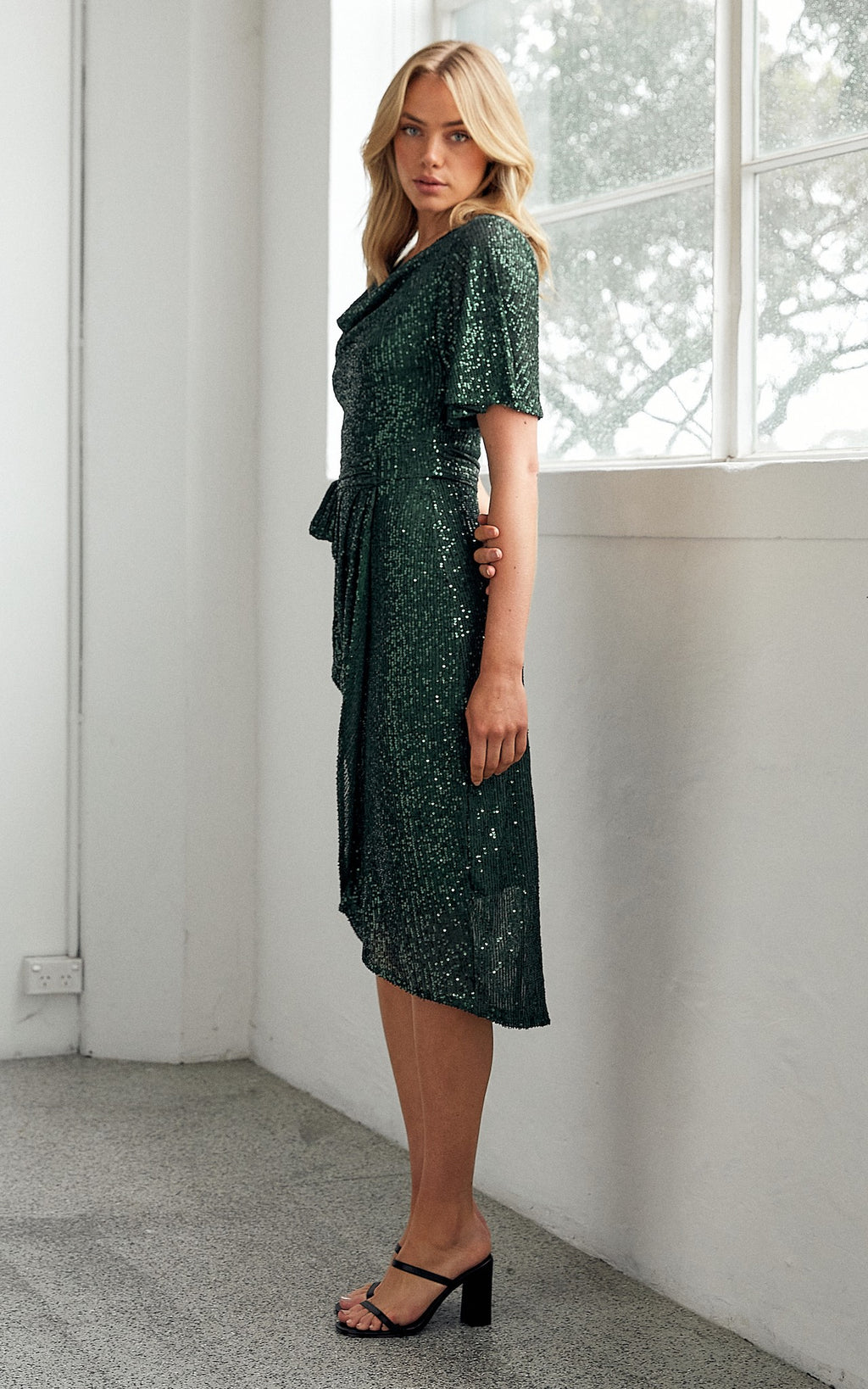 Vernot Midi Dress - Emerald Sequin