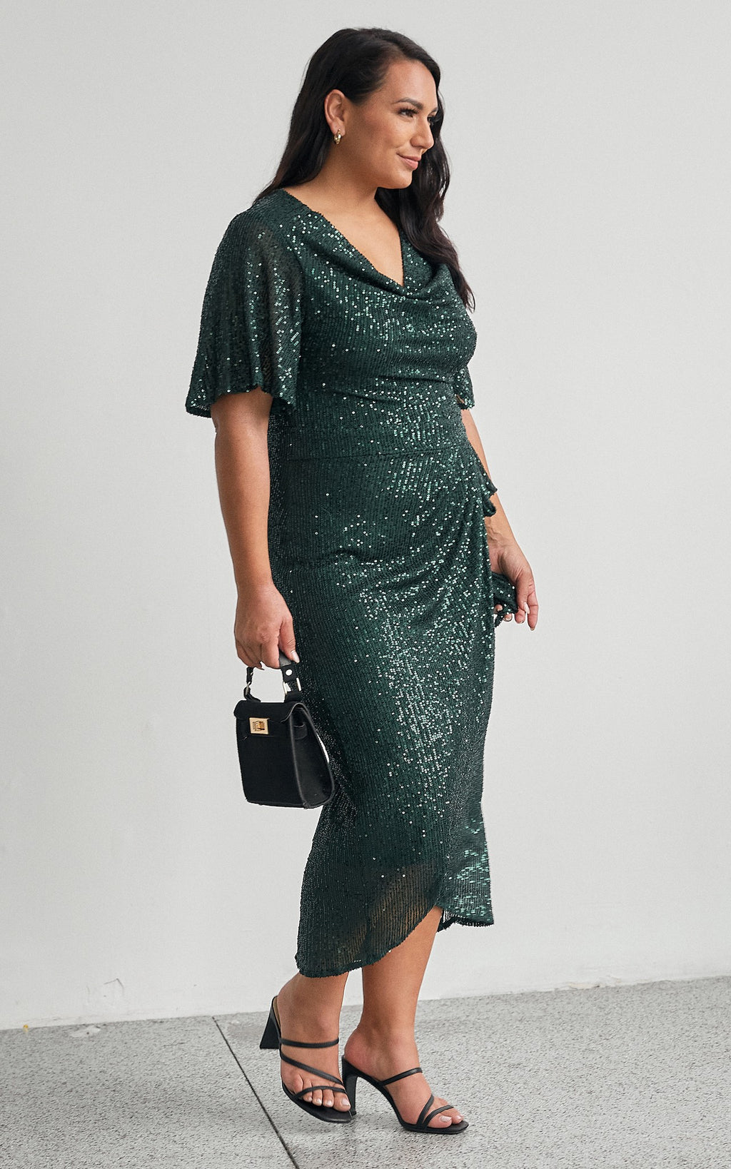 Vernot Midi Dress - Emerald Sequin