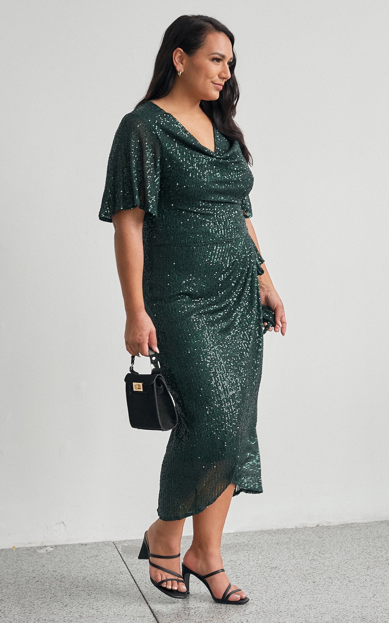 Vernot Midi Dress - Emerald Sequin