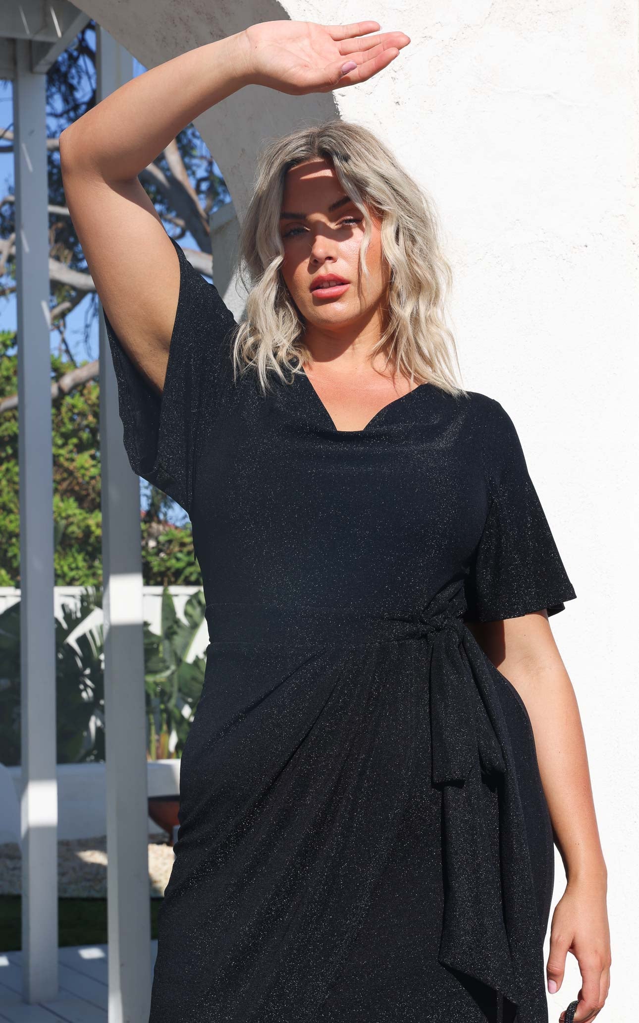 Vernot Midi Dress - Black Metallic