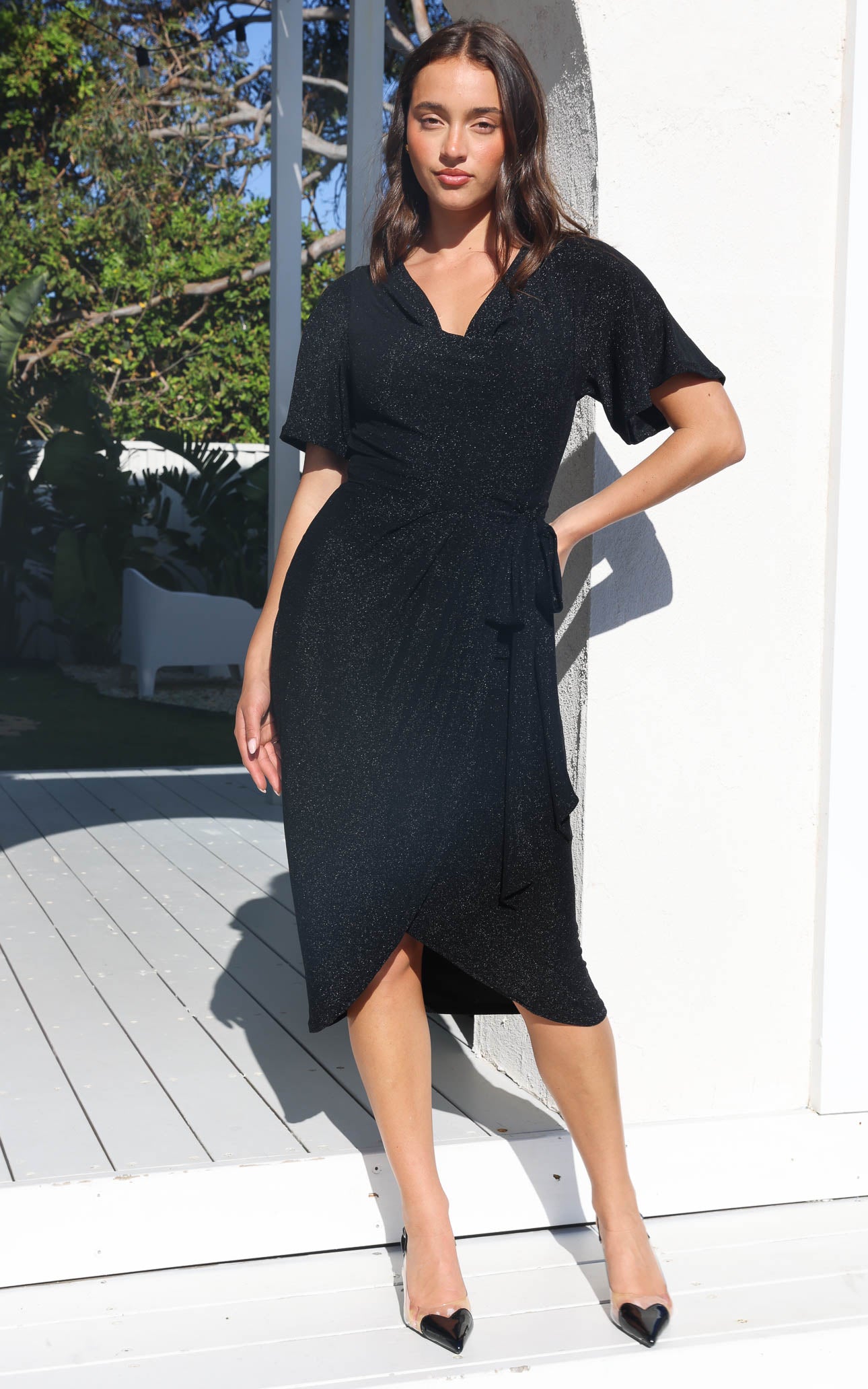 Vernot Midi Dress - Black Metallic