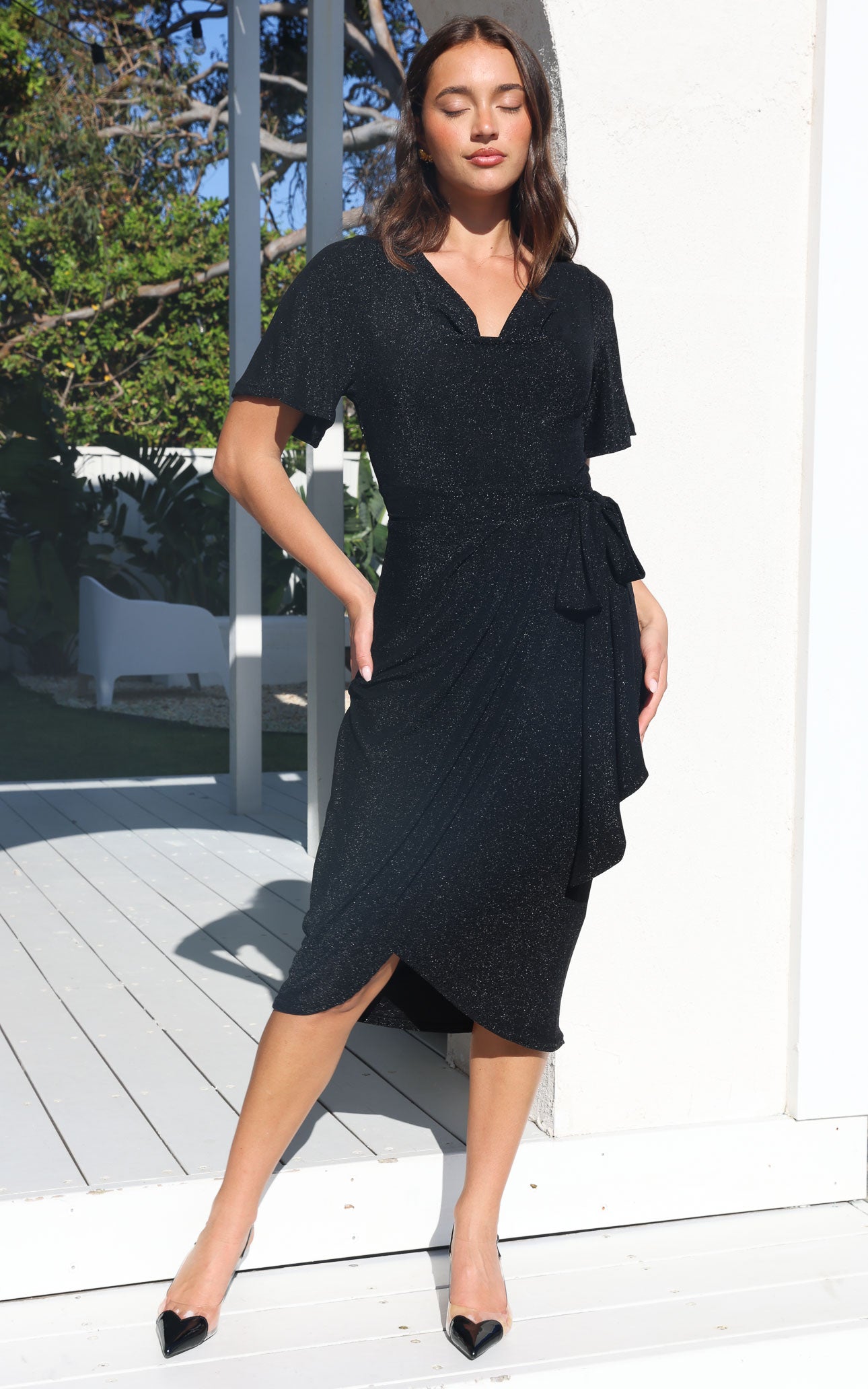 Vernot Midi Dress - Black Metallic