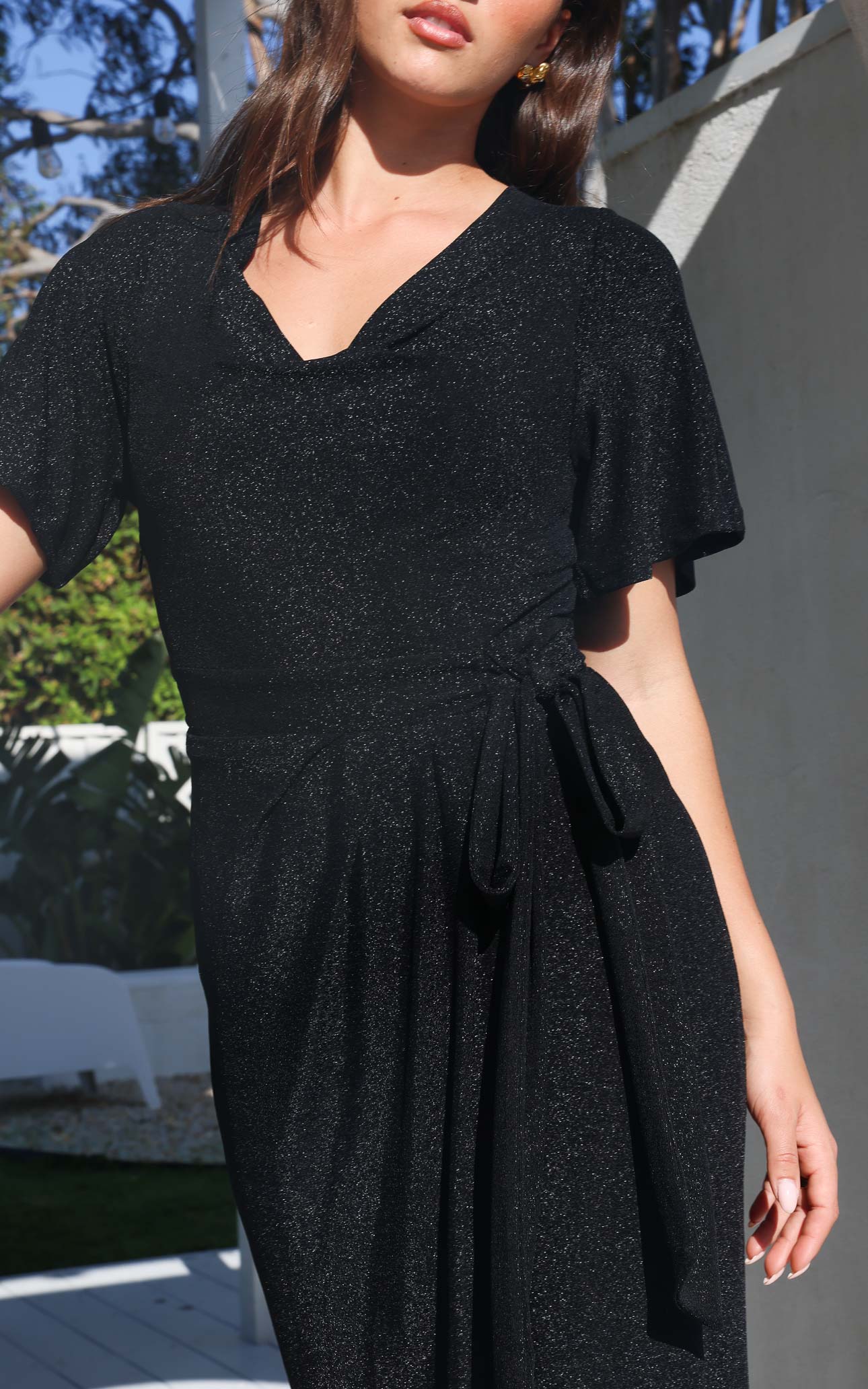 Vernot Midi Dress - Black Metallic
