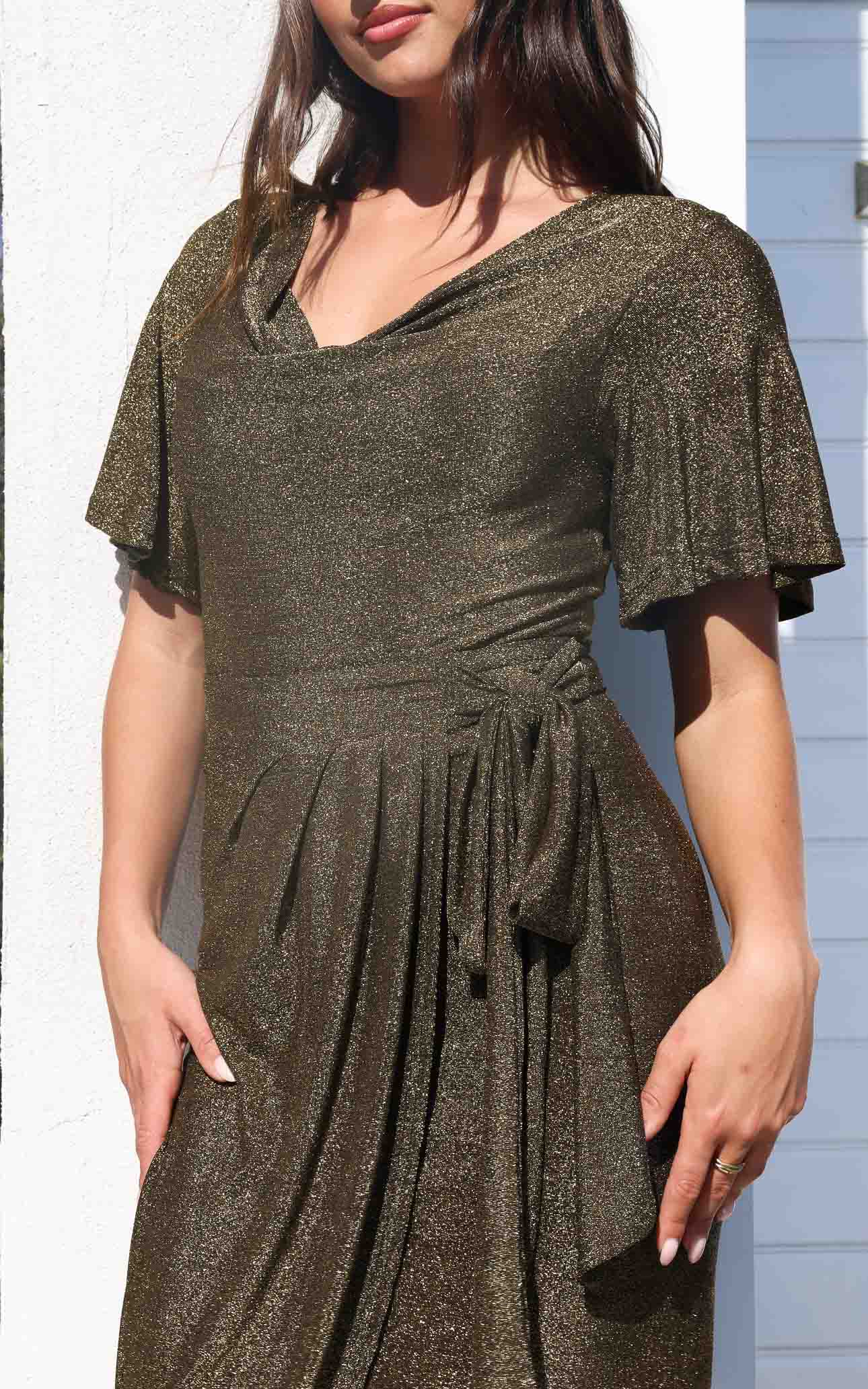 Vernot Midi Dress - Gold Metallic