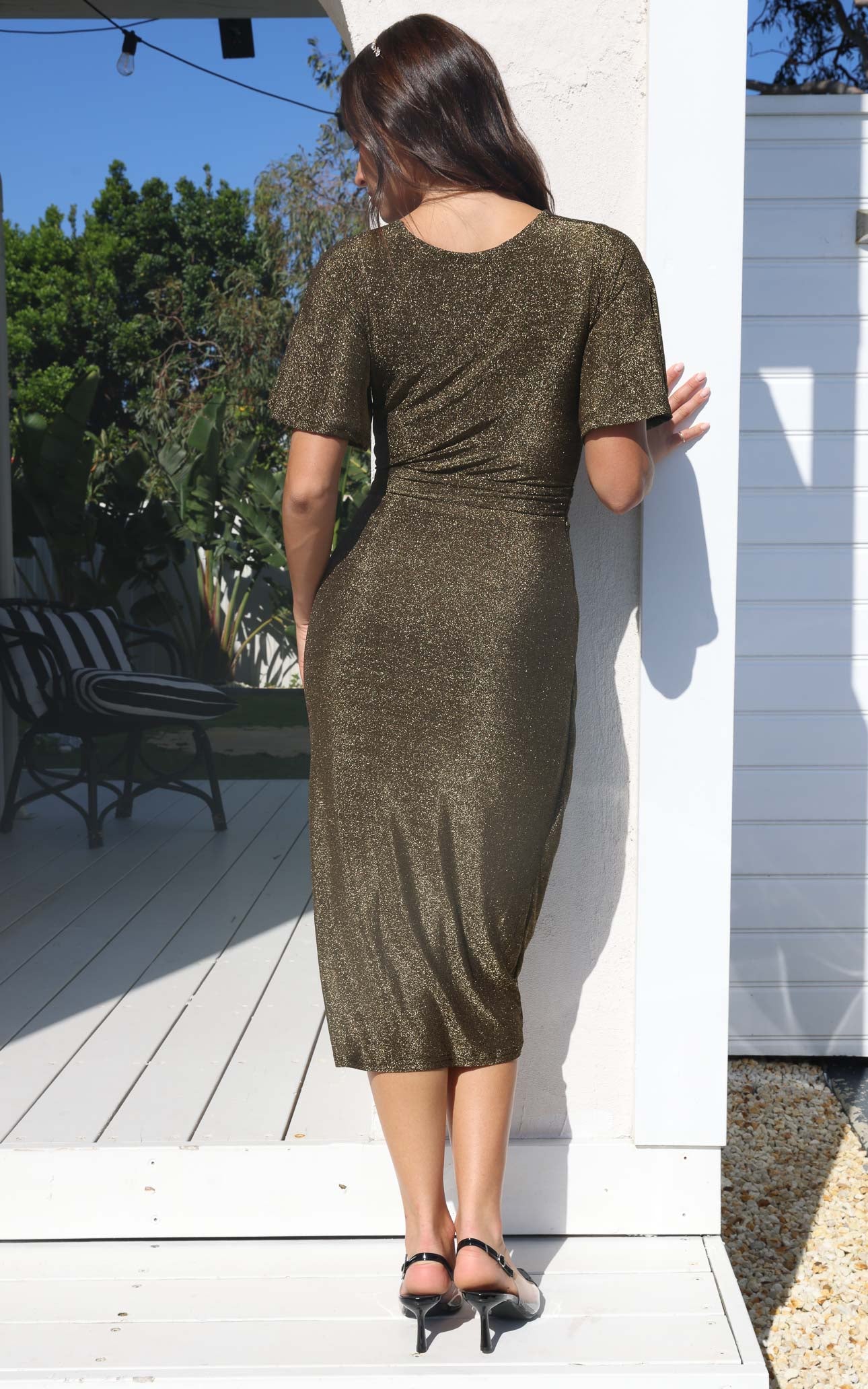 Vernot Midi Dress - Gold Metallic