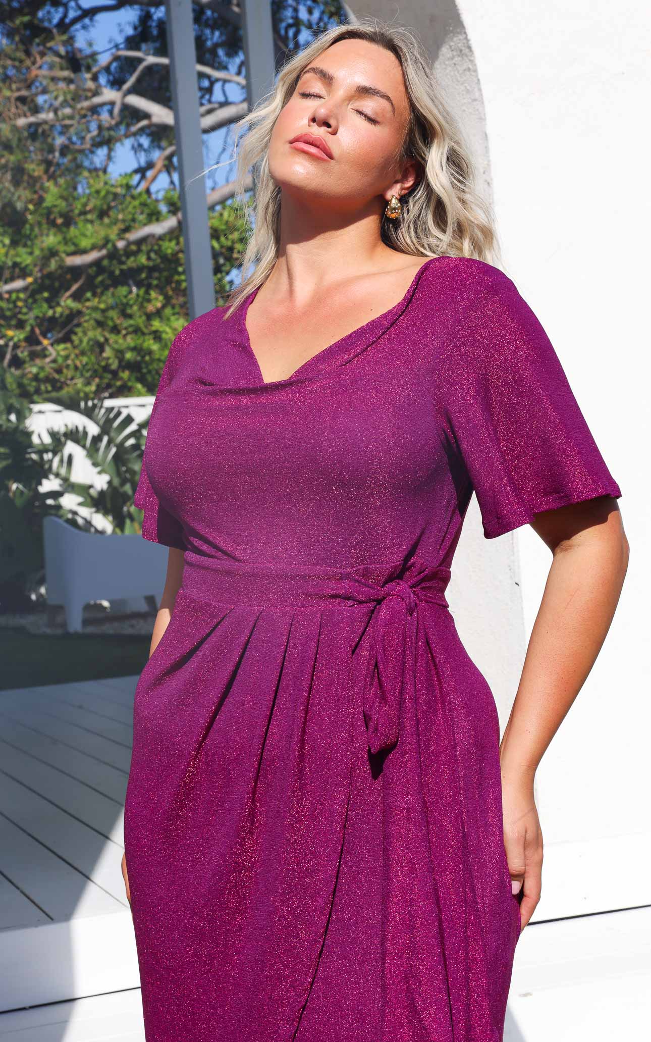 Vernot Midi Dress - Boysenberry Purple Metallic