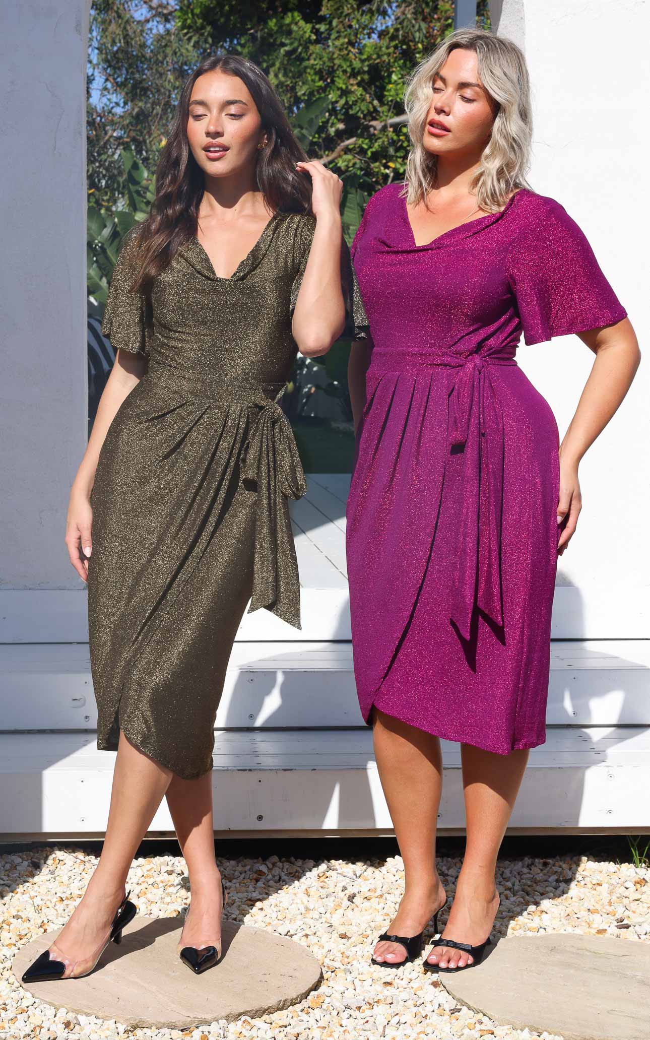 Vernot Midi Dress - Gold Metallic