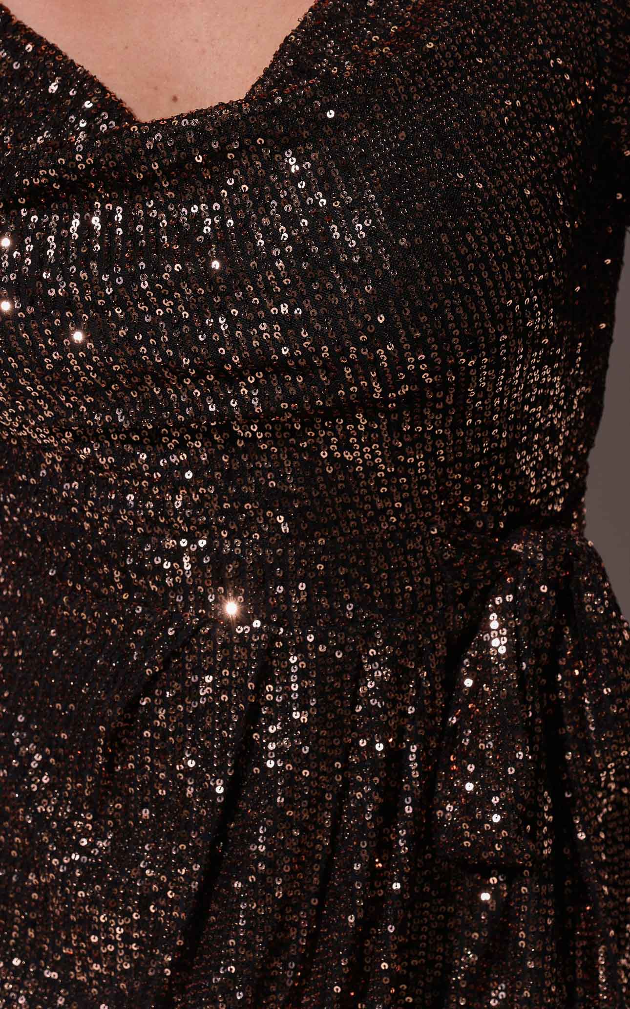 Vernot Midi Dress - Bronze Black Sequin