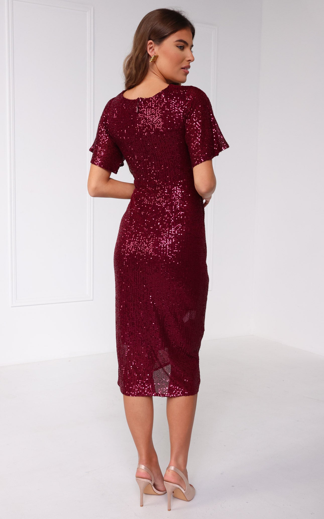 Vernot Midi Dress - Wine Sequin